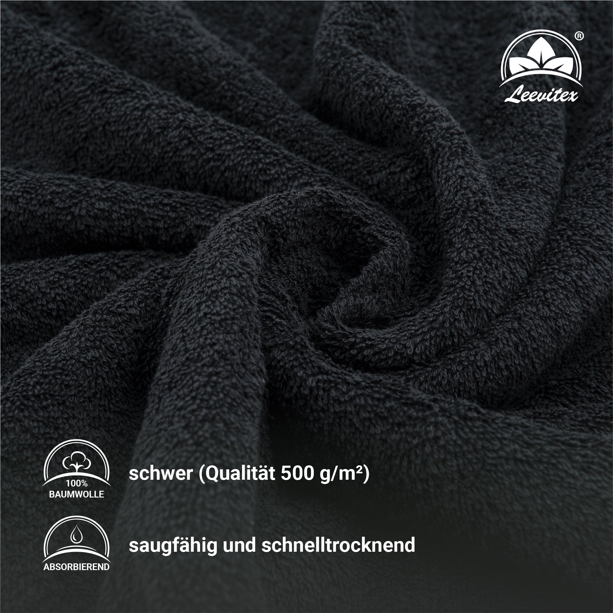 Handtücher von Leevitex – 4er Set, 100% Baumwolle, 50 x 100 cm, weich und saugfähig