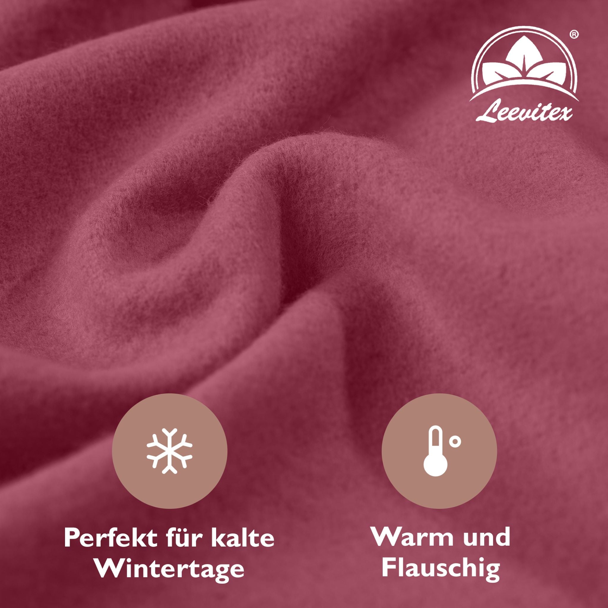 Winter-Spannbettlaken Bordeaux 180x200 cm Nahaufnahme flauschiger Stoff