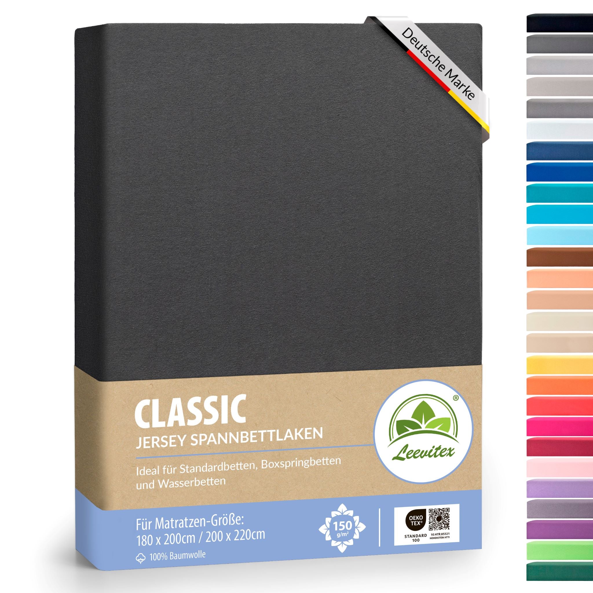 Spannbettlaken für Boxspringbetten 180x200 bis 200x220 cm | 40 cm Steg | verschiedene Materialstärken