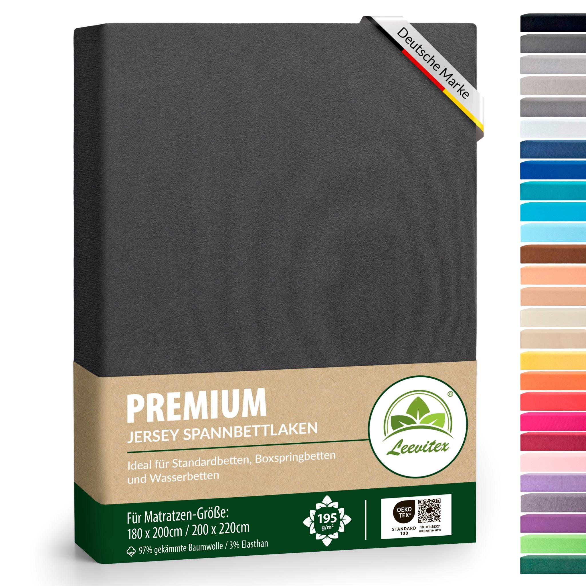 Spannbettlaken für Boxspringbetten 180x200 bis 200x220 cm | 40 cm Steg | verschiedene Materialstärken