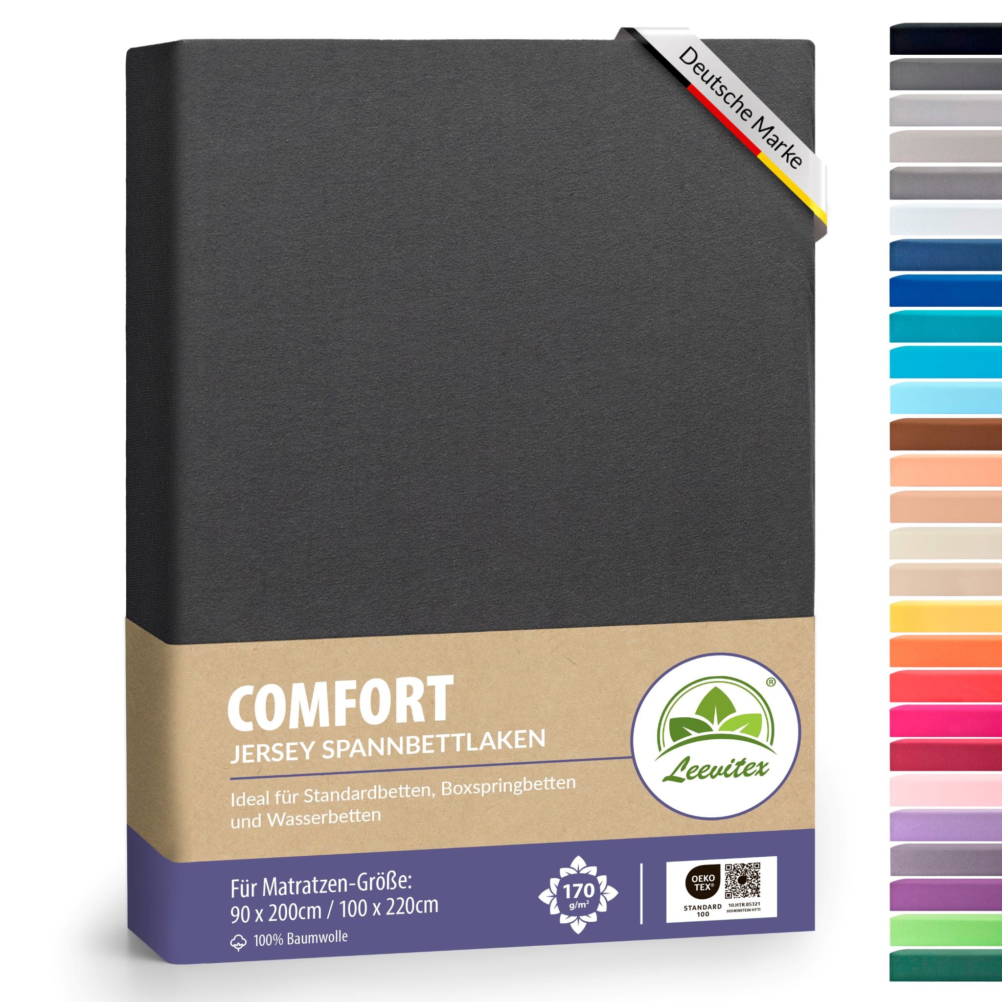Spannbettlaken für Boxspringbetten 90x200 bis 100x220 cm | 40 cm Steg | verschiedene Materialstärken