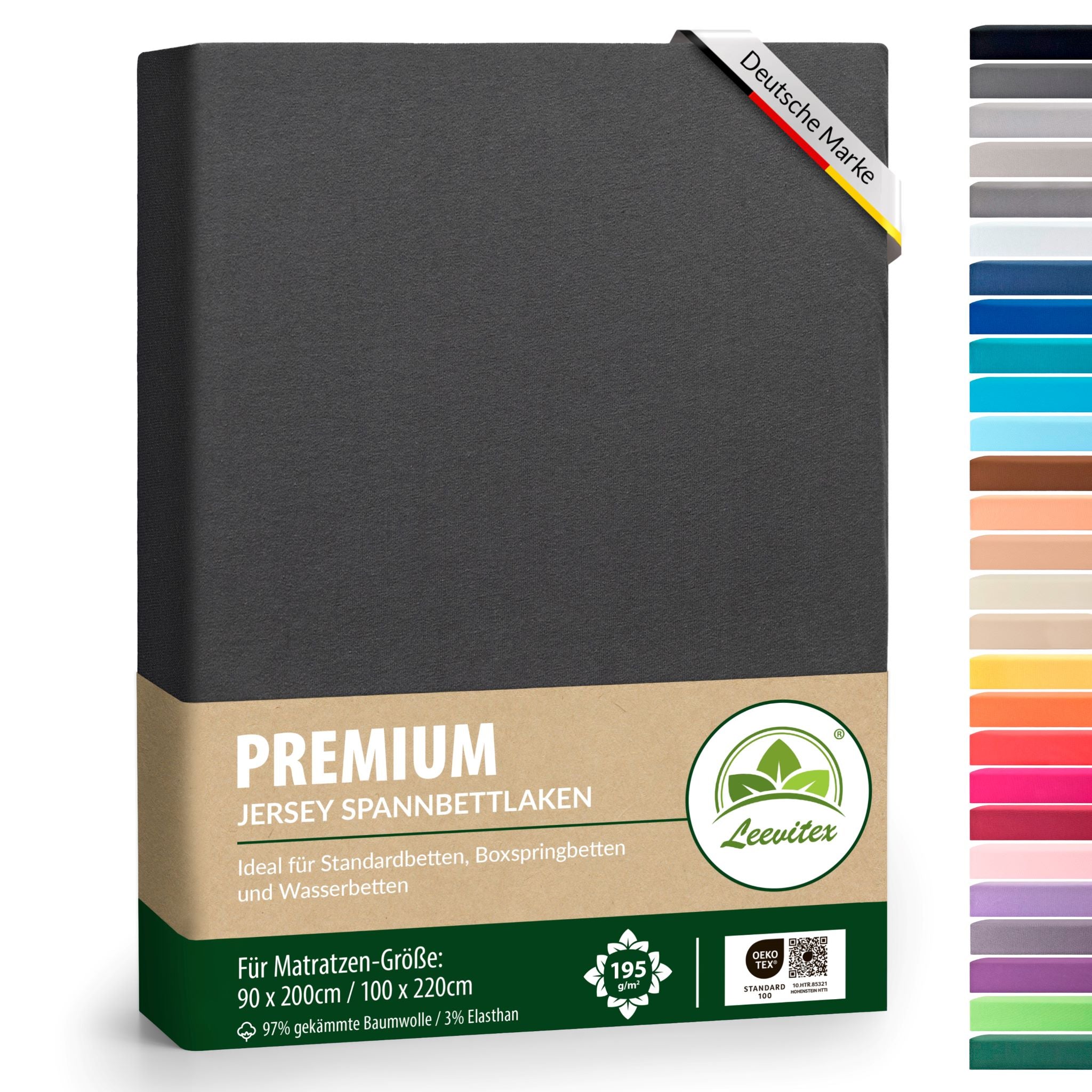 Spannbettlaken für Boxspringbetten 90x200 bis 100x220 cm | 40 cm Steg | verschiedene Materialstärken