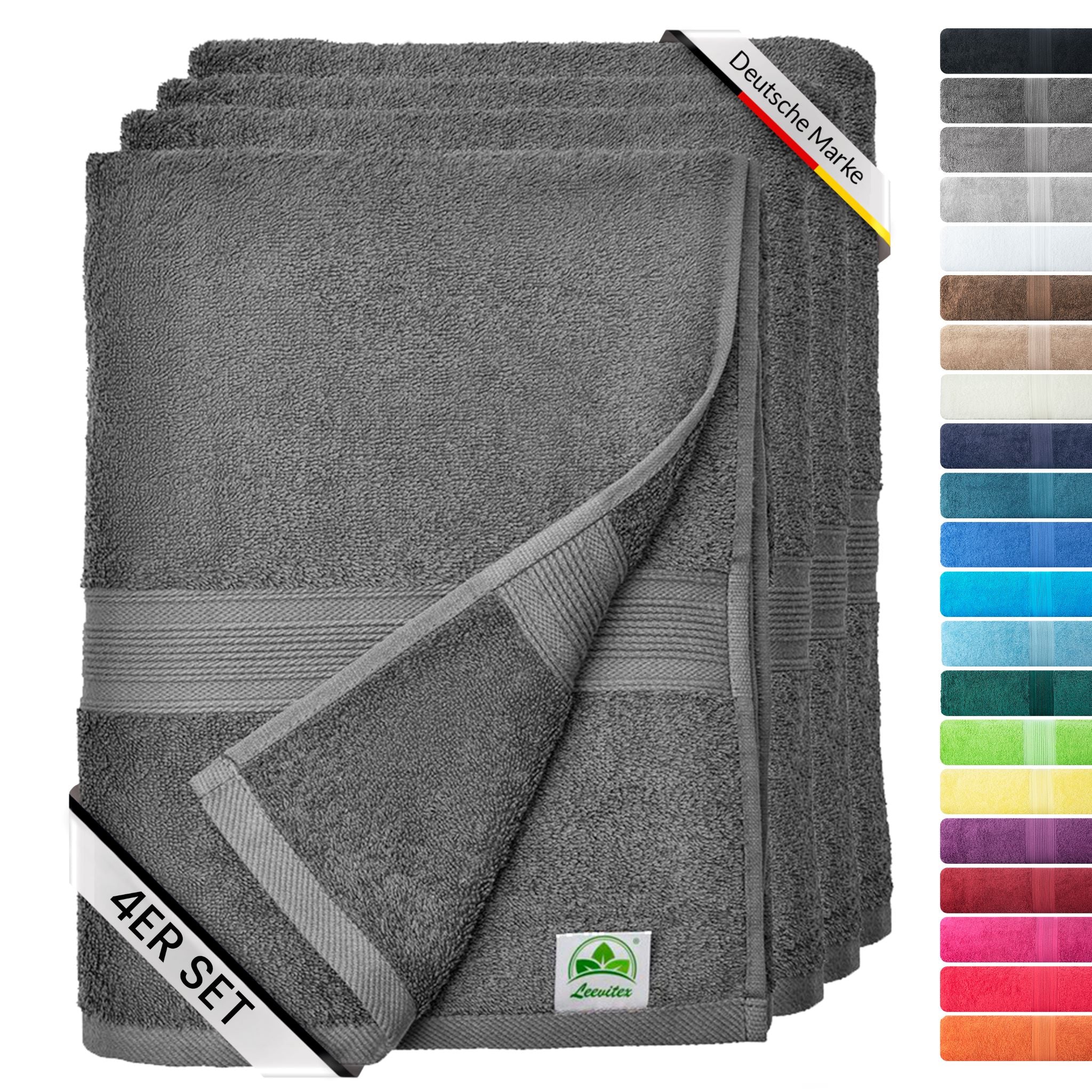 Handtücher von Leevitex – 4er Set, 100% Baumwolle, 50 x 100 cm, weich und saugfähig
