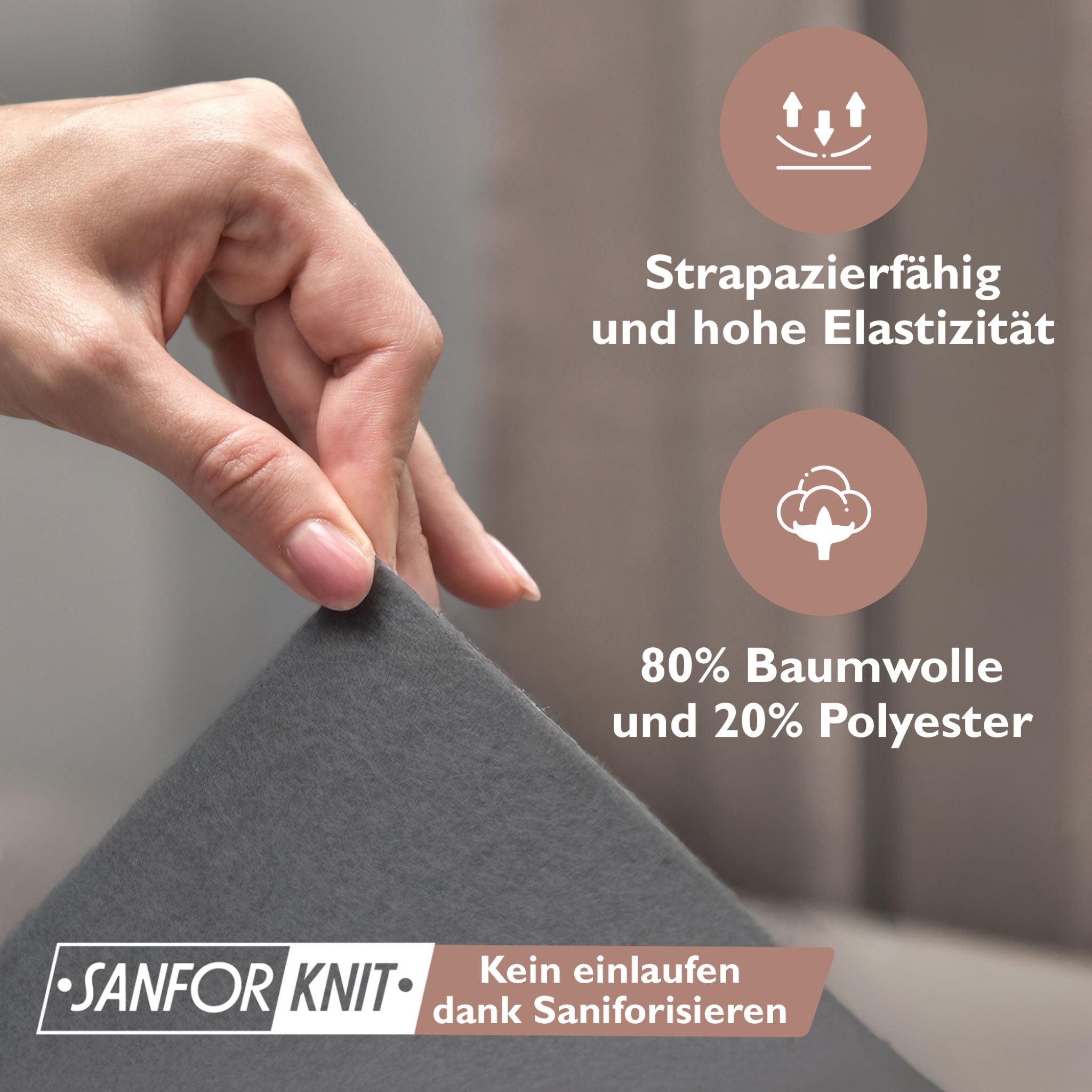 Winter-Spannbettlaken Anthrazit 200x200 cm Darstellung Elastizität 80% Baumwolle und 20% Polyester