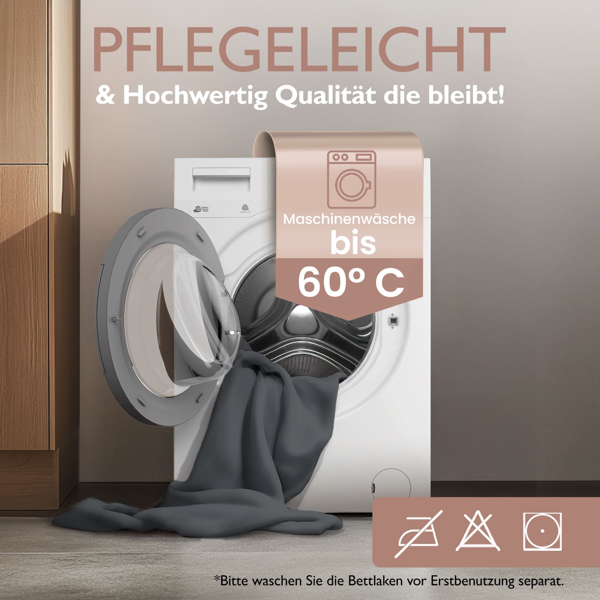 Winter-Spannbettlaken Anthrazit 200x200 cm Information Pflegeleicht, Maschinenwaschbar bis 60 Grad Celsius