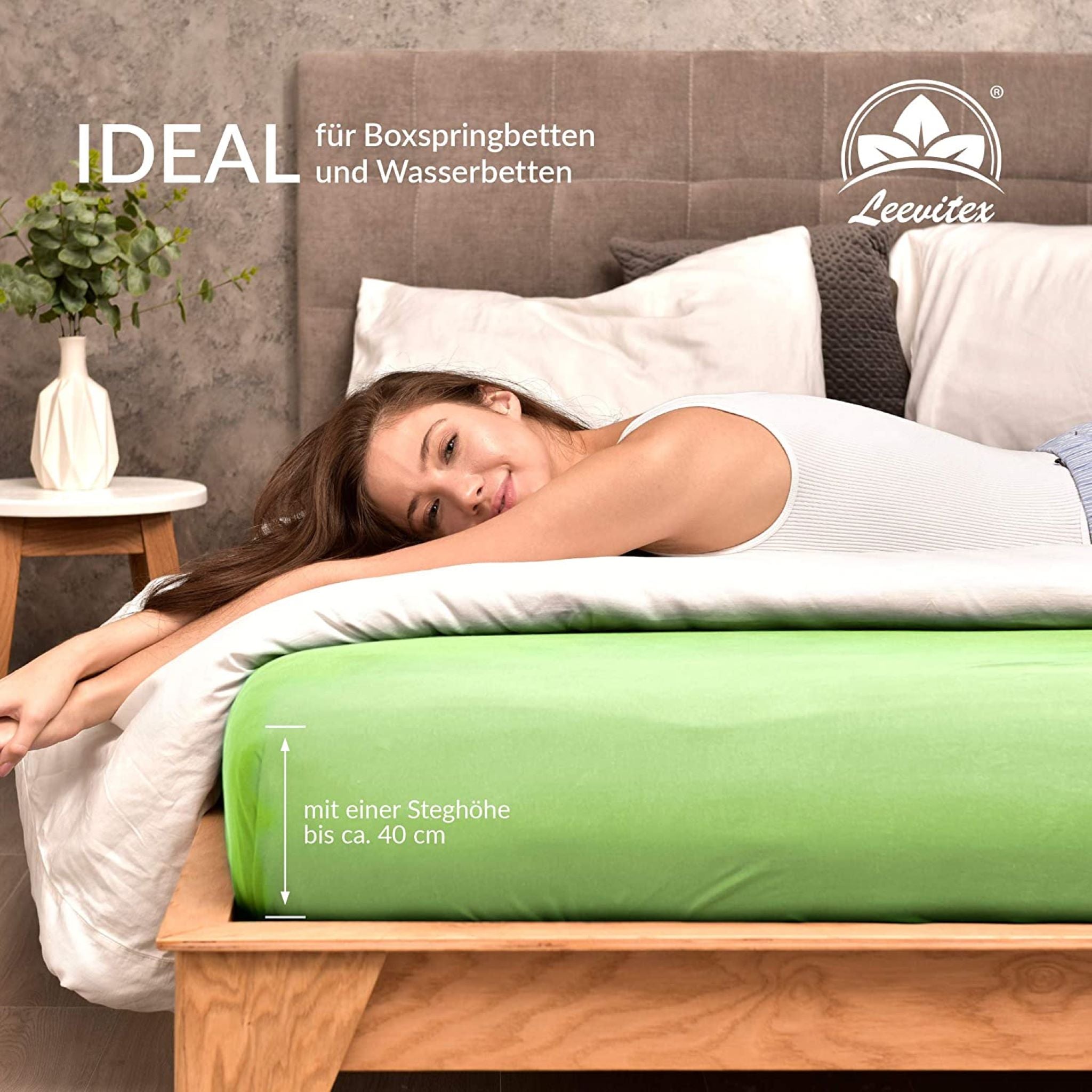 Spannbettlaken für Boxspringbetten 200x220 bis 220x240 cm | 40 cm Steg | verschiedene Materialstärken
