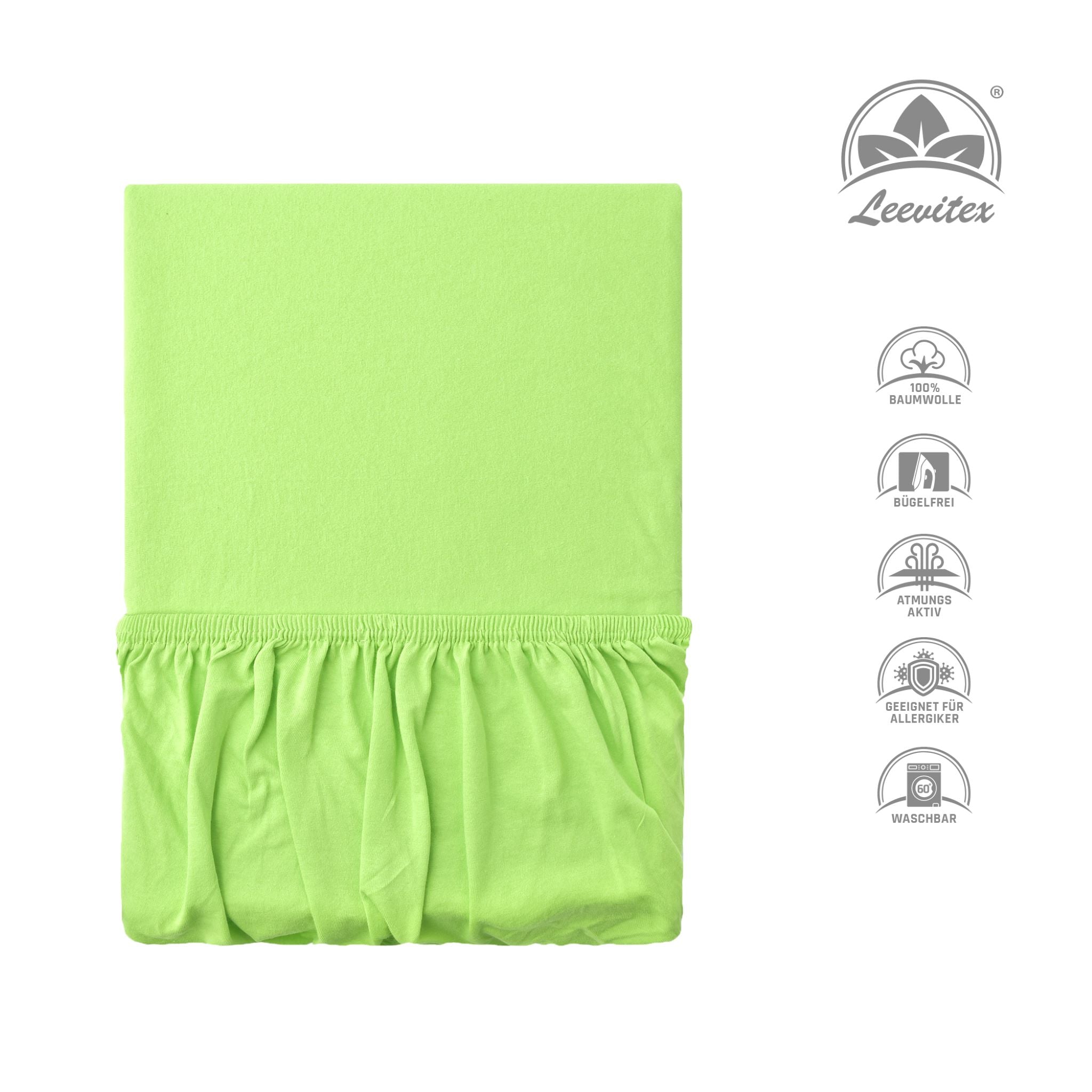 Basic Spannbettlaken 140x200 cm - 160x200 cm | 25 cm Steg | 100% Jersey-Baumwolle