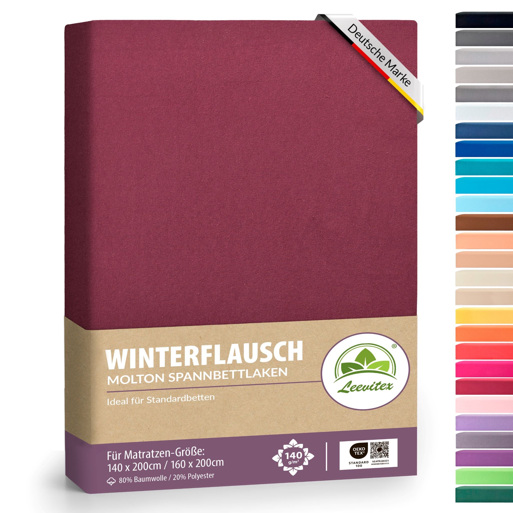 Winterspannbettlaken für 140x200 bis 160x200 cm | 40 cm Steg | 80% Baumwolle 20% Polyester