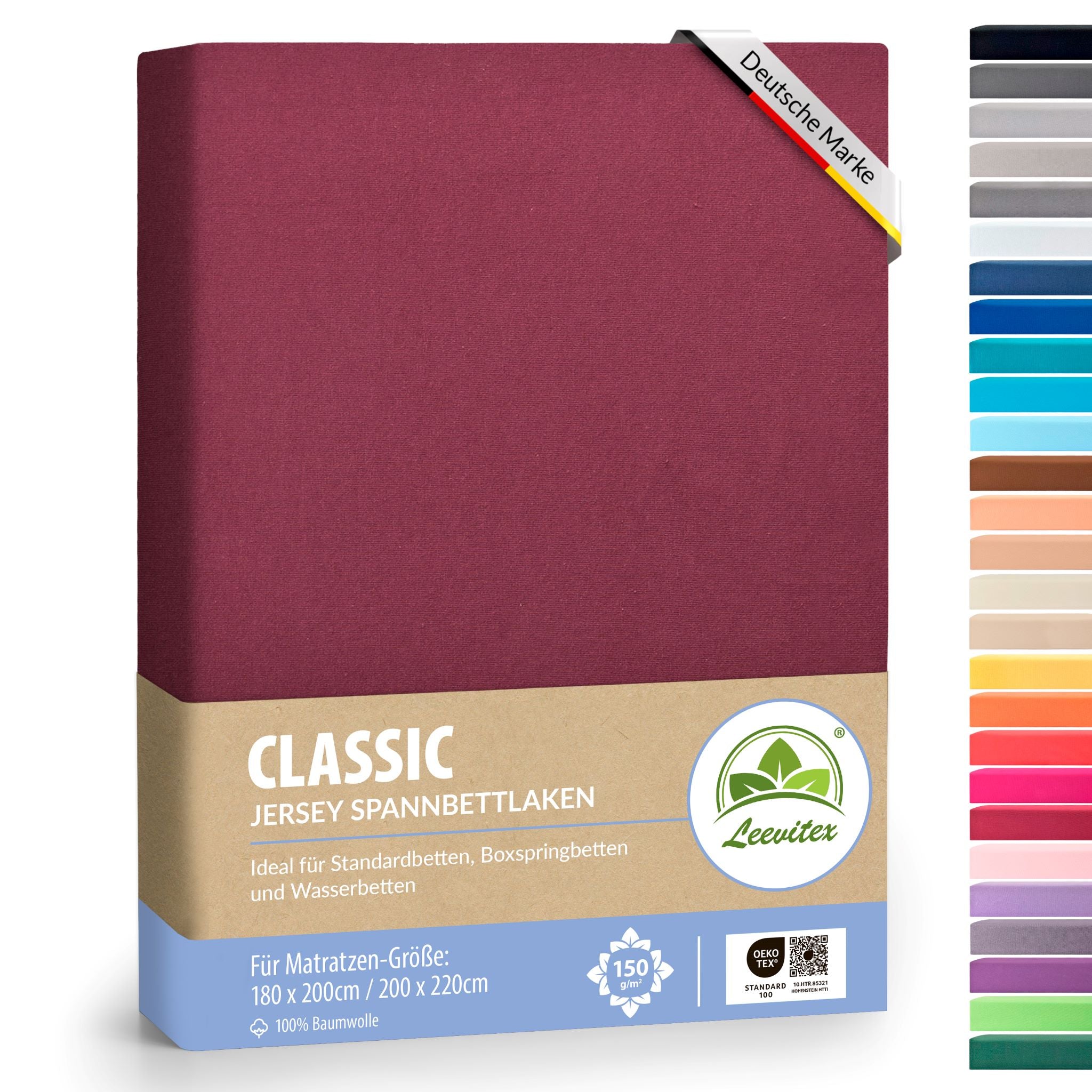 Spannbettlaken für Boxspringbetten 180x200 bis 200x220 cm | 40 cm Steg | verschiedene Materialstärken