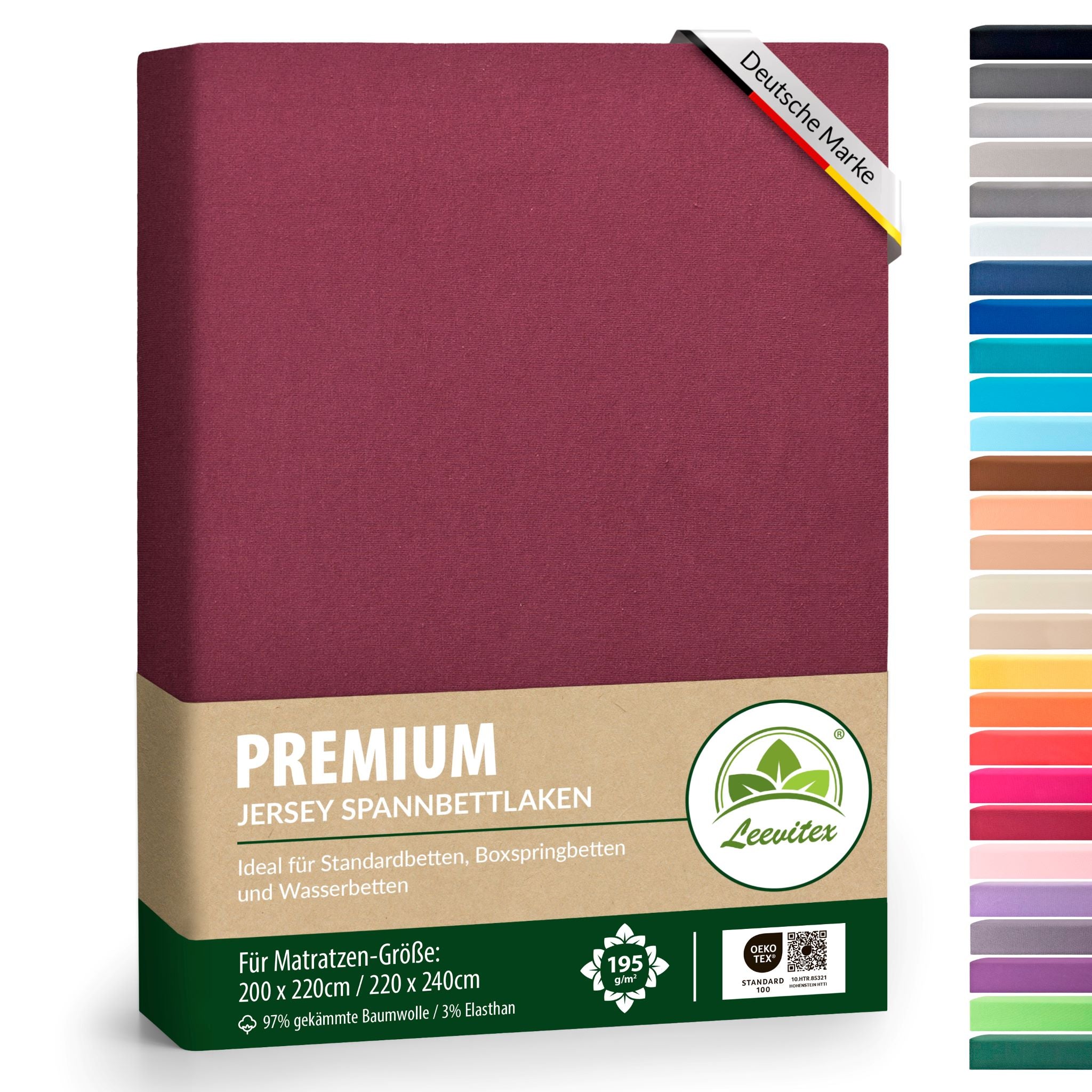 Spannbettlaken für Boxspringbetten 200x220 bis 220x240 cm | 40 cm Steg | verschiedene Materialstärken
