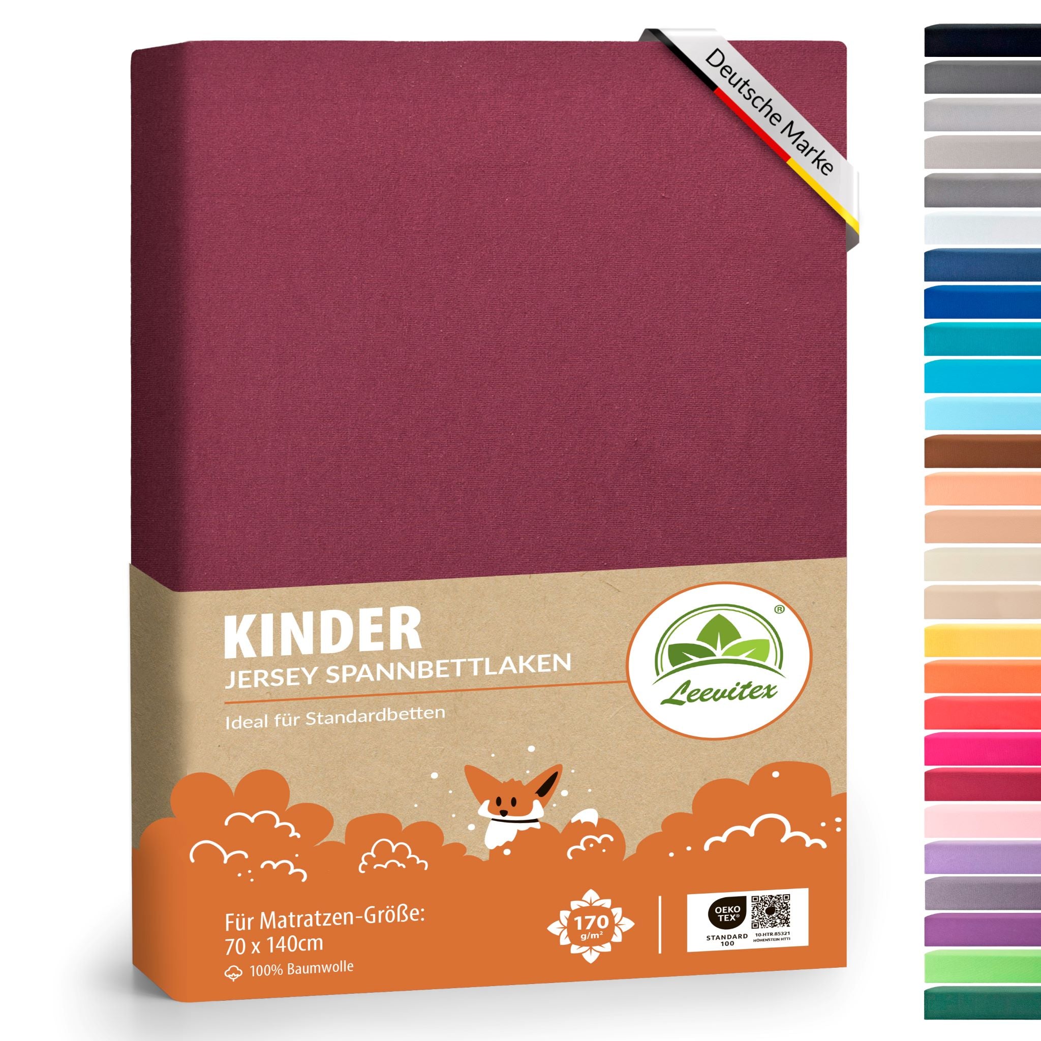 Kinderspannbettlaken im 1er Pack - 100% Jersey-Baumwolle - 70 x 140 cm
