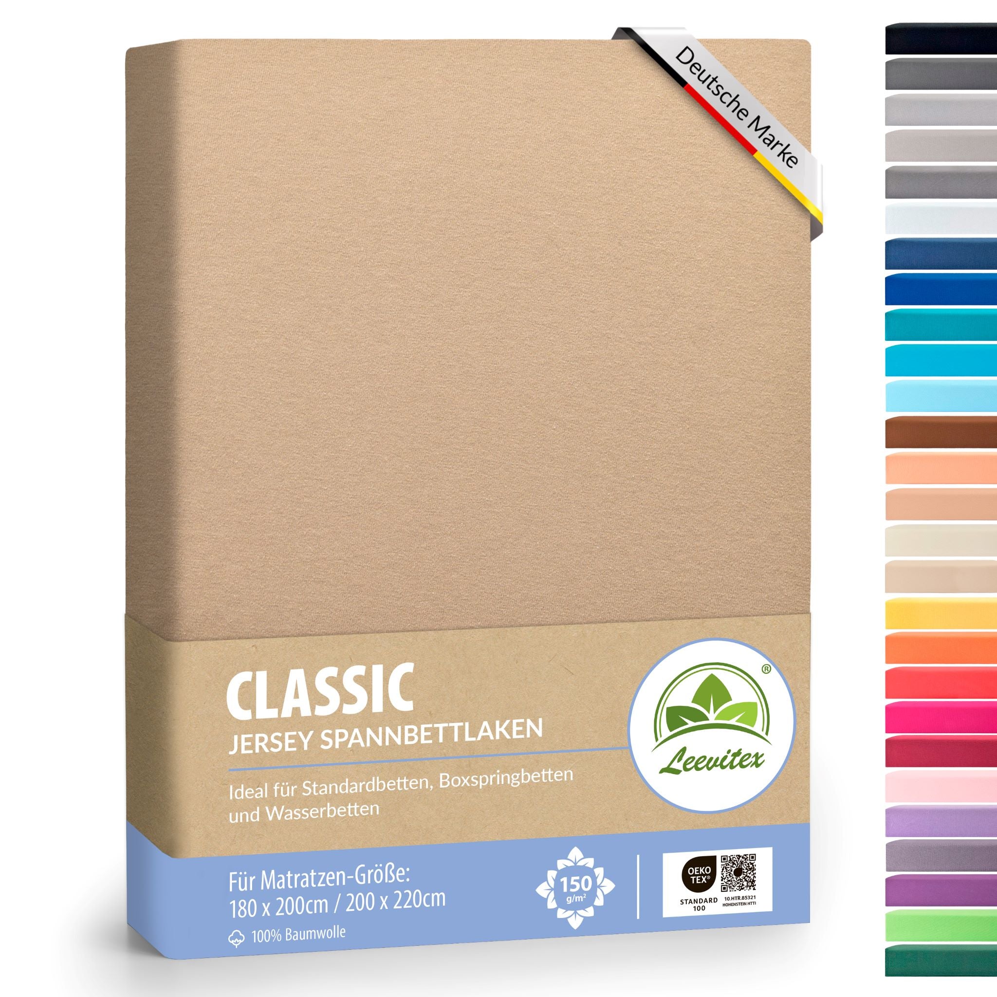 Spannbettlaken für Boxspringbetten 180x200 bis 200x220 cm | 40 cm Steg | verschiedene Materialstärken