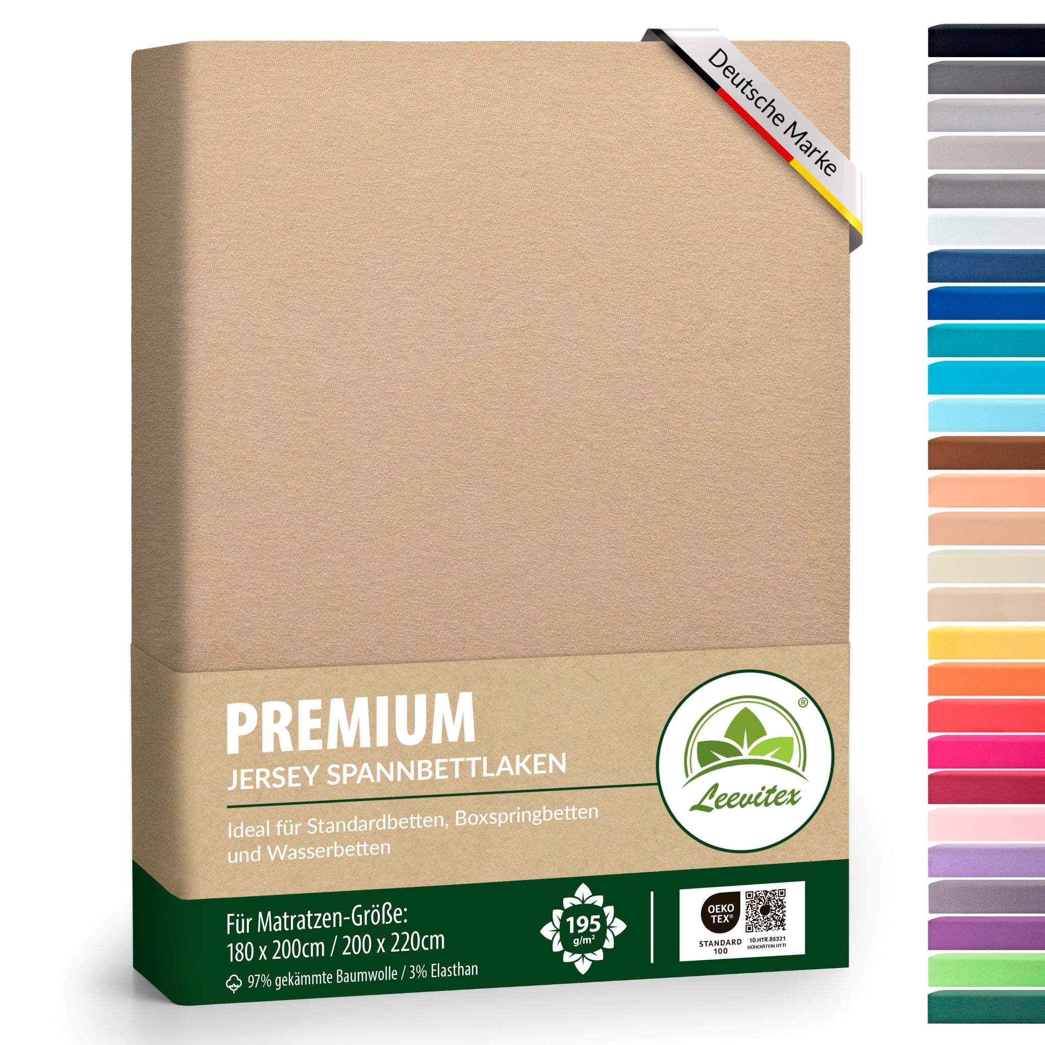 Spannbettlaken für Boxspringbetten 180x200 bis 200x220 cm | 40 cm Steg | verschiedene Materialstärken