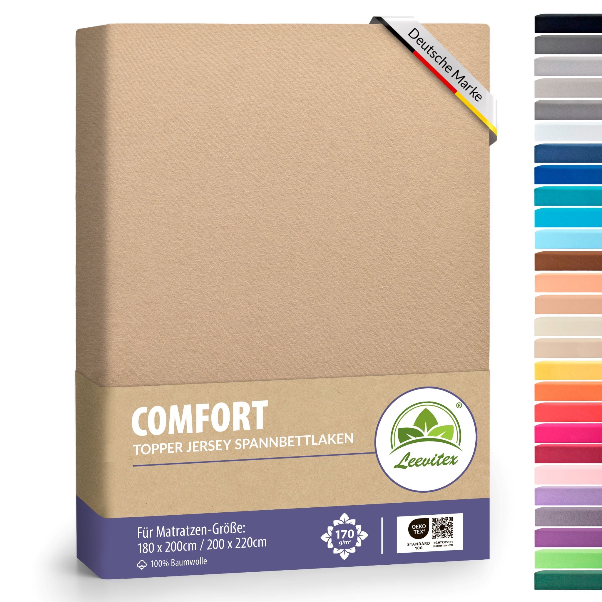 Topper Spannbettlaken 180x200 bis 200x200 / 220 cm | 18 cm Steg | verschiedene Materialstärken