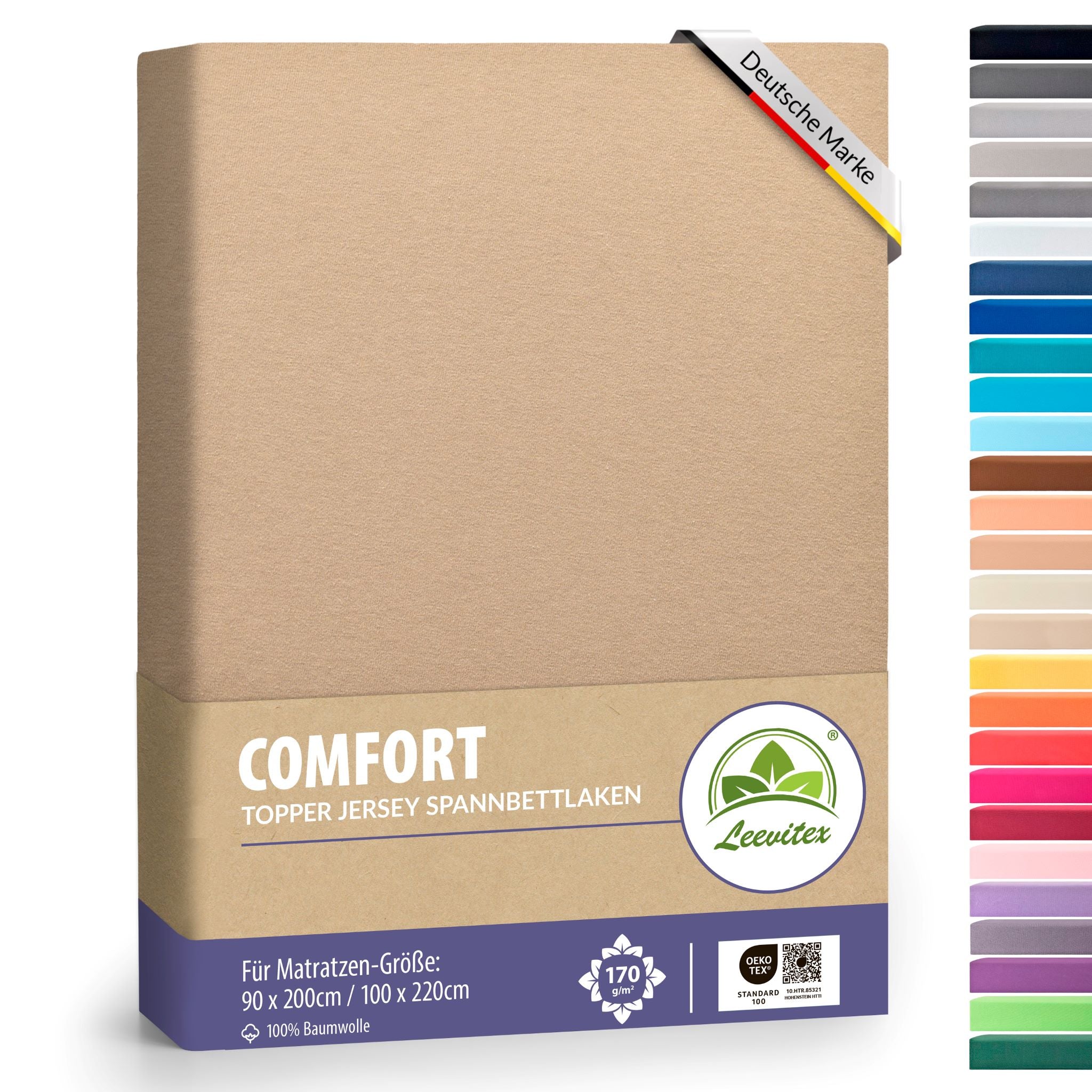 Topper Spannbettlaken 90x200 bis 100x200 / 220 cm | 18 cm Steg | verschiedene Materialstärken