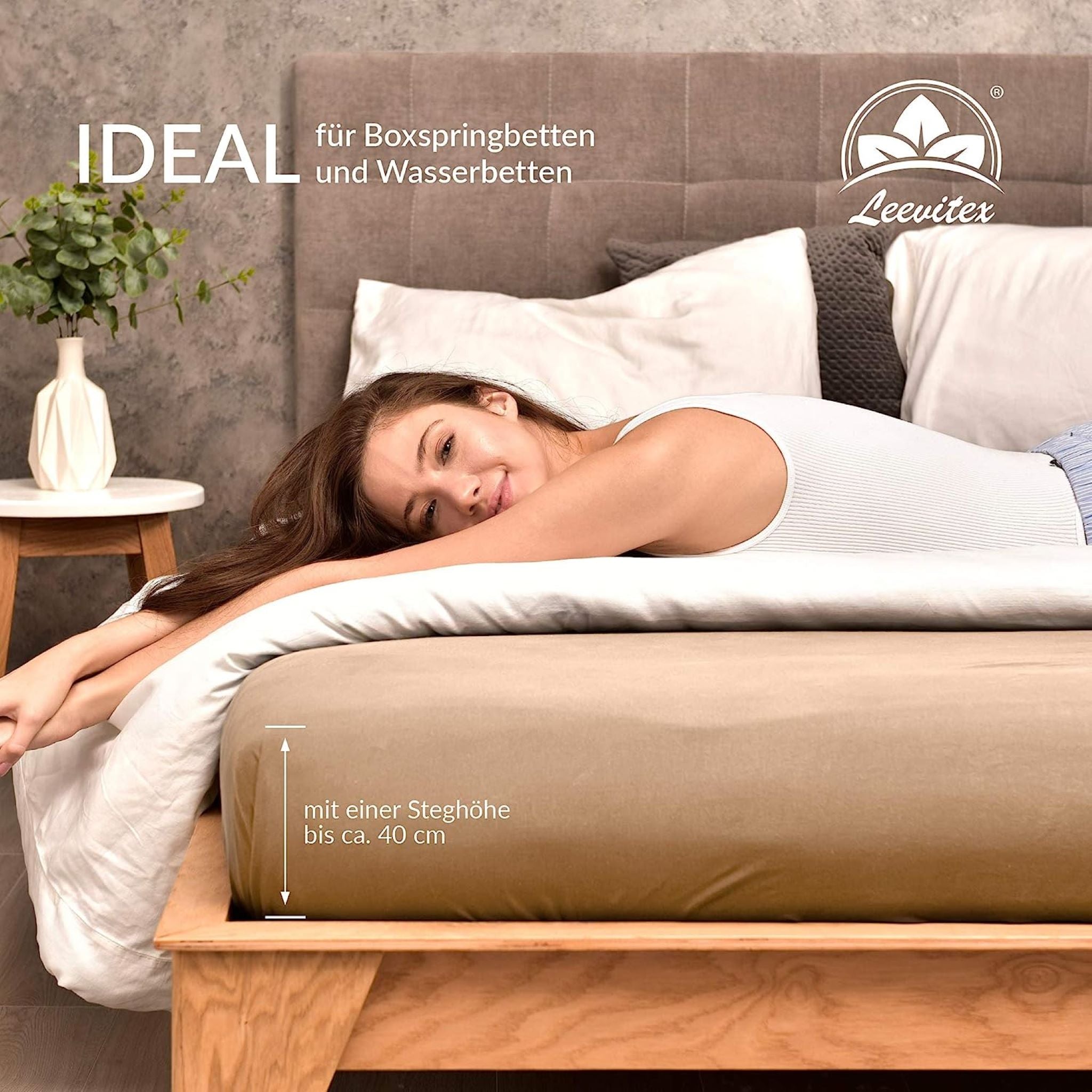 Spannbettlaken für Boxspringbetten 180x200 bis 200x220 cm | 40 cm Steg | verschiedene Materialstärken