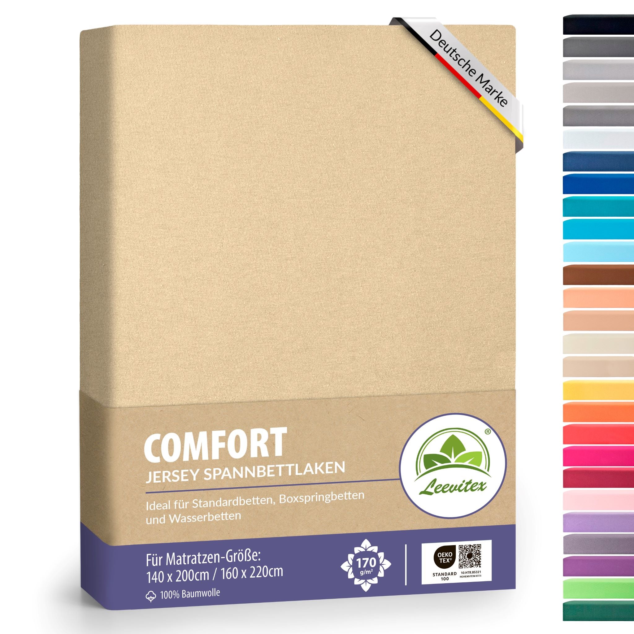 Spannbettlaken für Boxspringbetten 140x200 bis 160x220 cm | 40 cm Steg | verschiedene Materialstärken