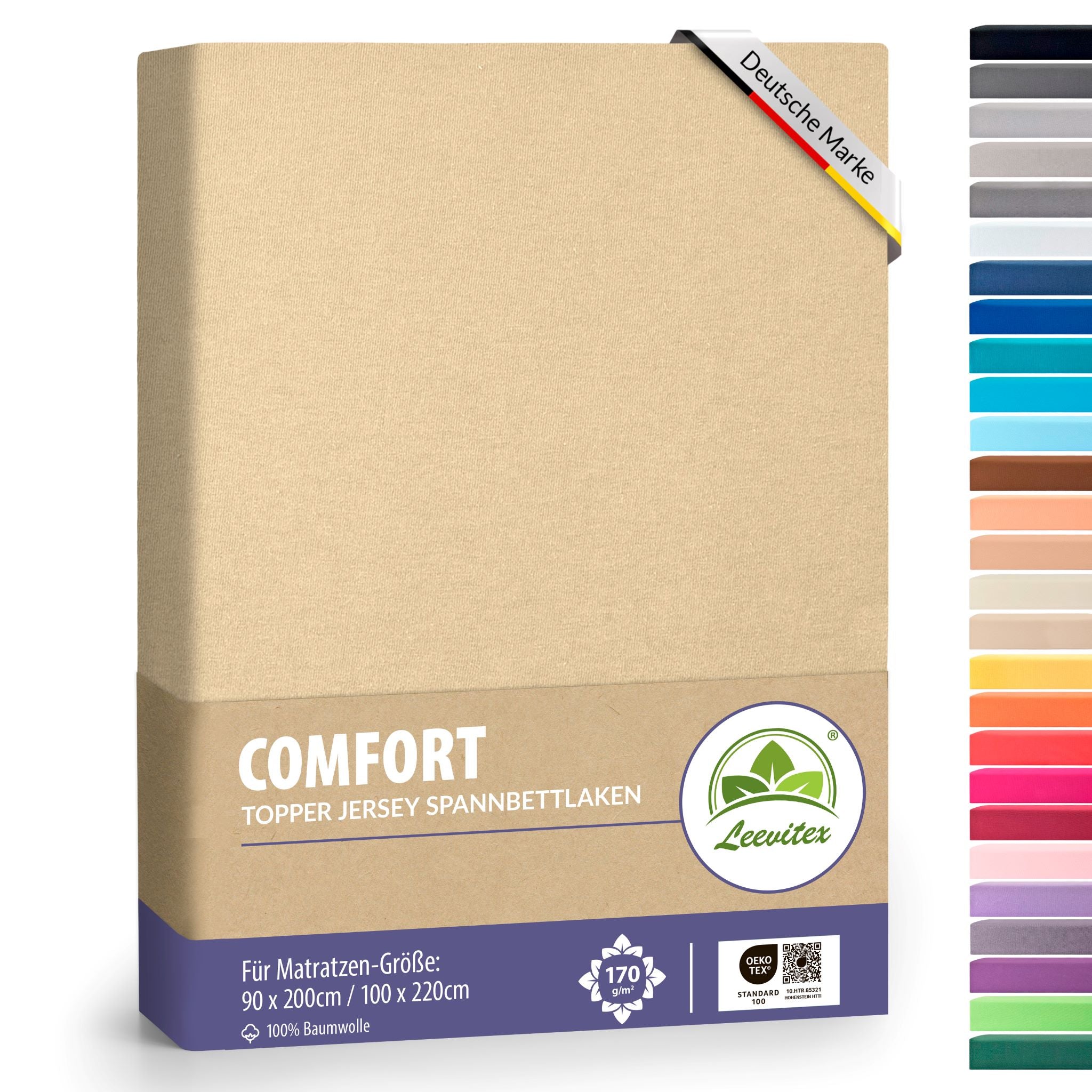 Topper Spannbettlaken 90x200 bis 100x200 / 220 cm | 18 cm Steg | verschiedene Materialstärken