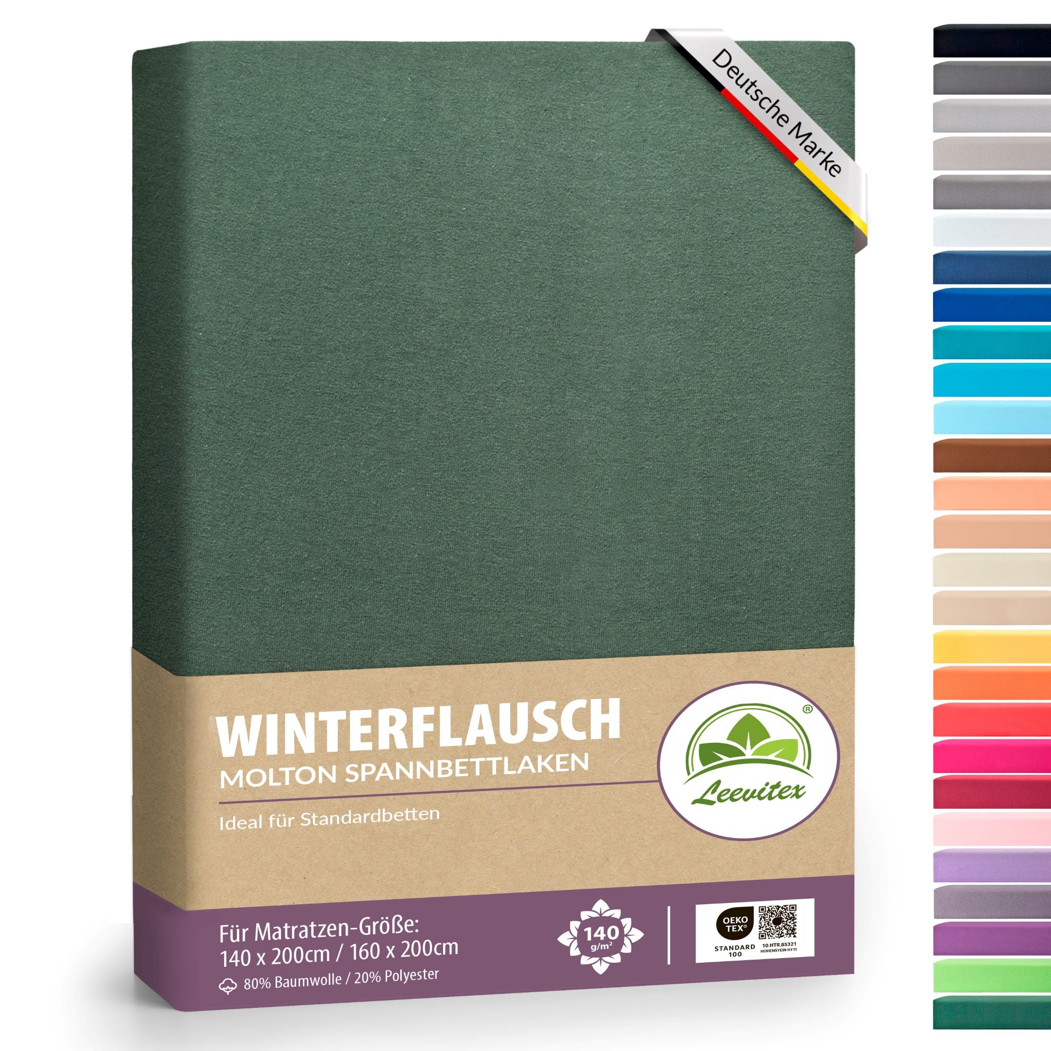 Winterspannbettlaken für 140x200 bis 160x200 cm | 40 cm Steg | 80% Baumwolle 20% Polyester