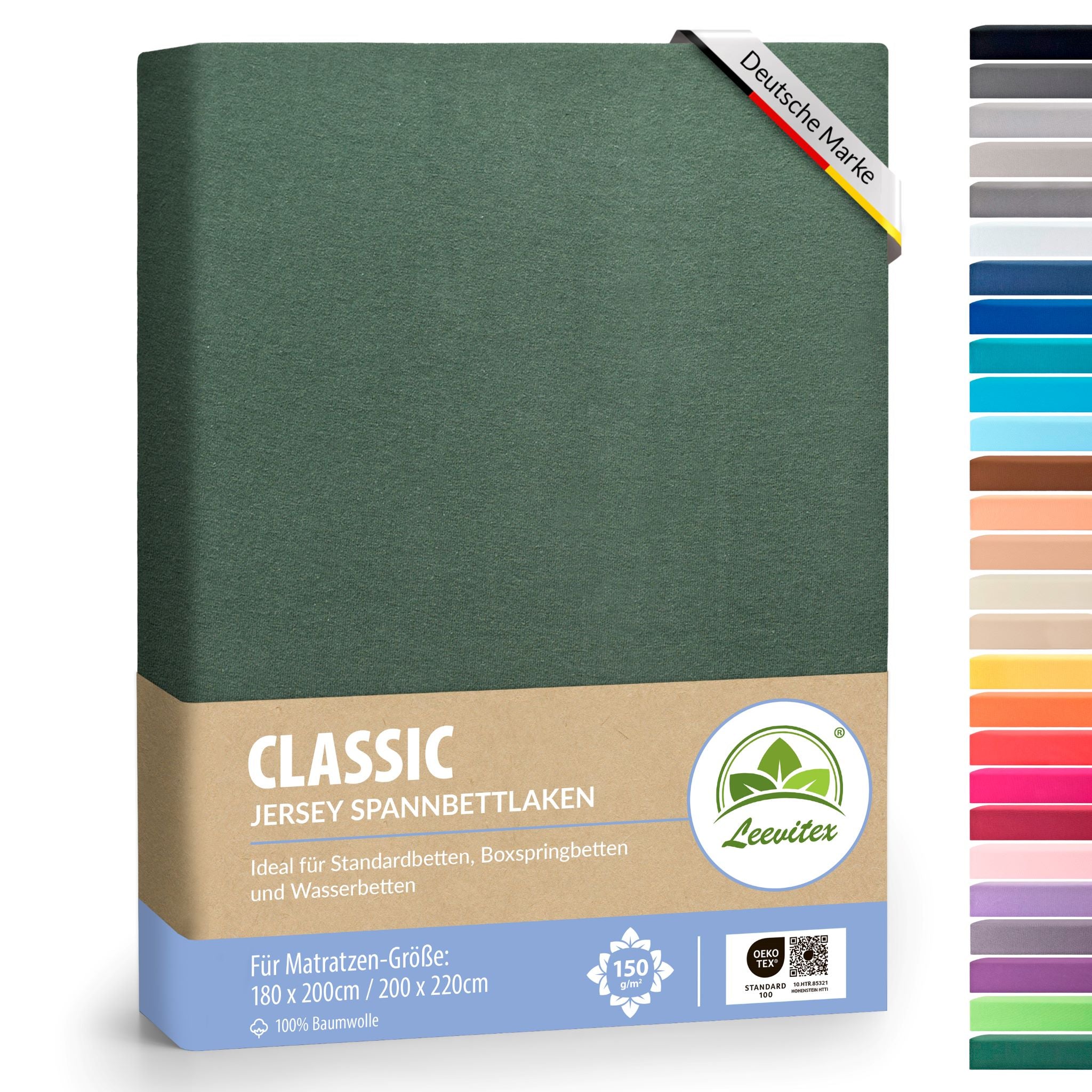 Spannbettlaken für Boxspringbetten 180x200 bis 200x220 cm | 40 cm Steg | verschiedene Materialstärken
