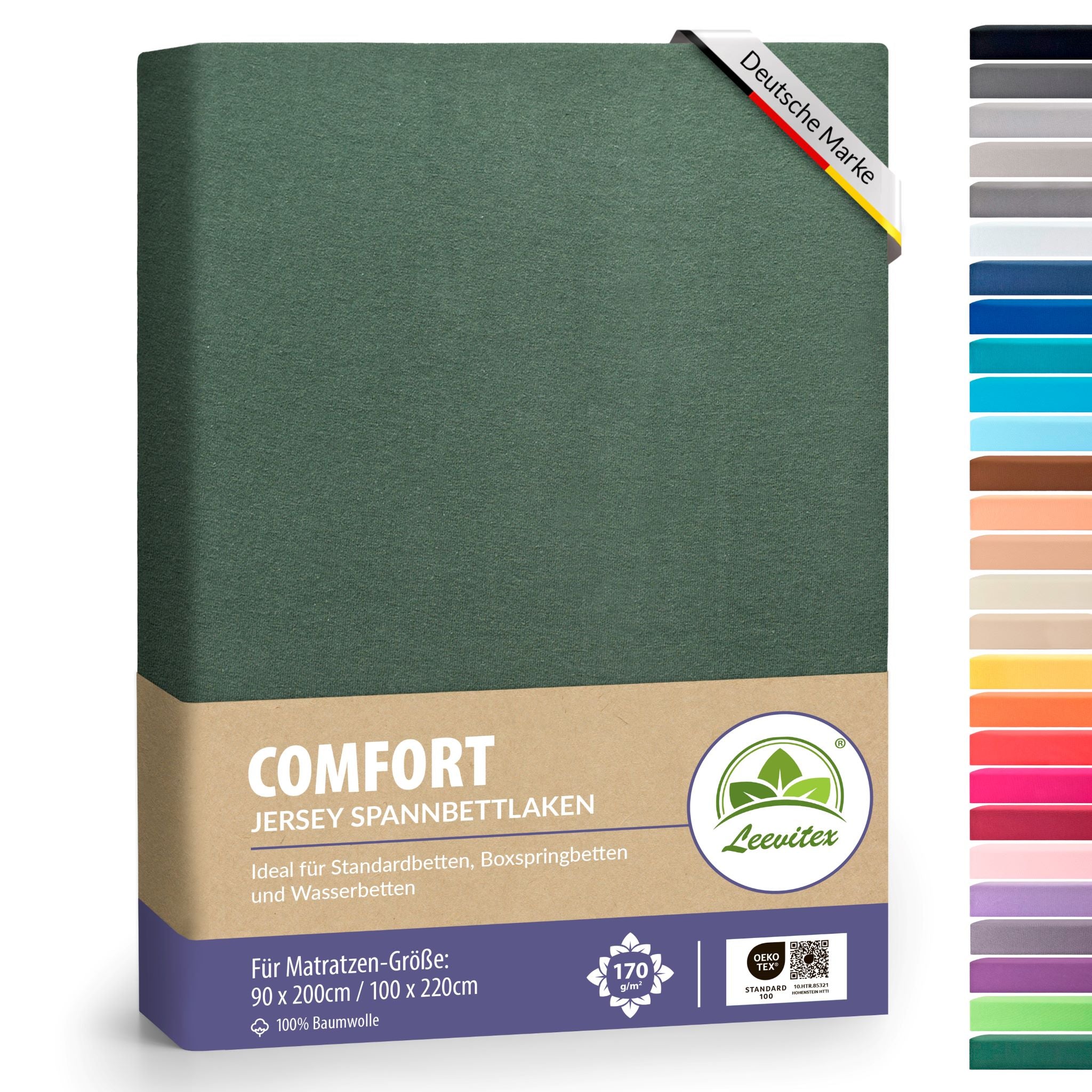 Spannbettlaken für Boxspringbetten 90x200 bis 100x220 cm | 40 cm Steg | verschiedene Materialstärken