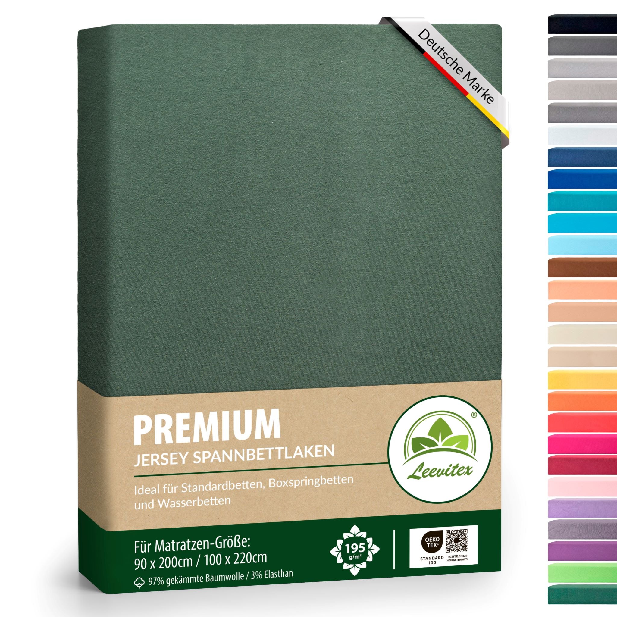 Spannbettlaken für Boxspringbetten 90x200 bis 100x220 cm | 40 cm Steg | verschiedene Materialstärken