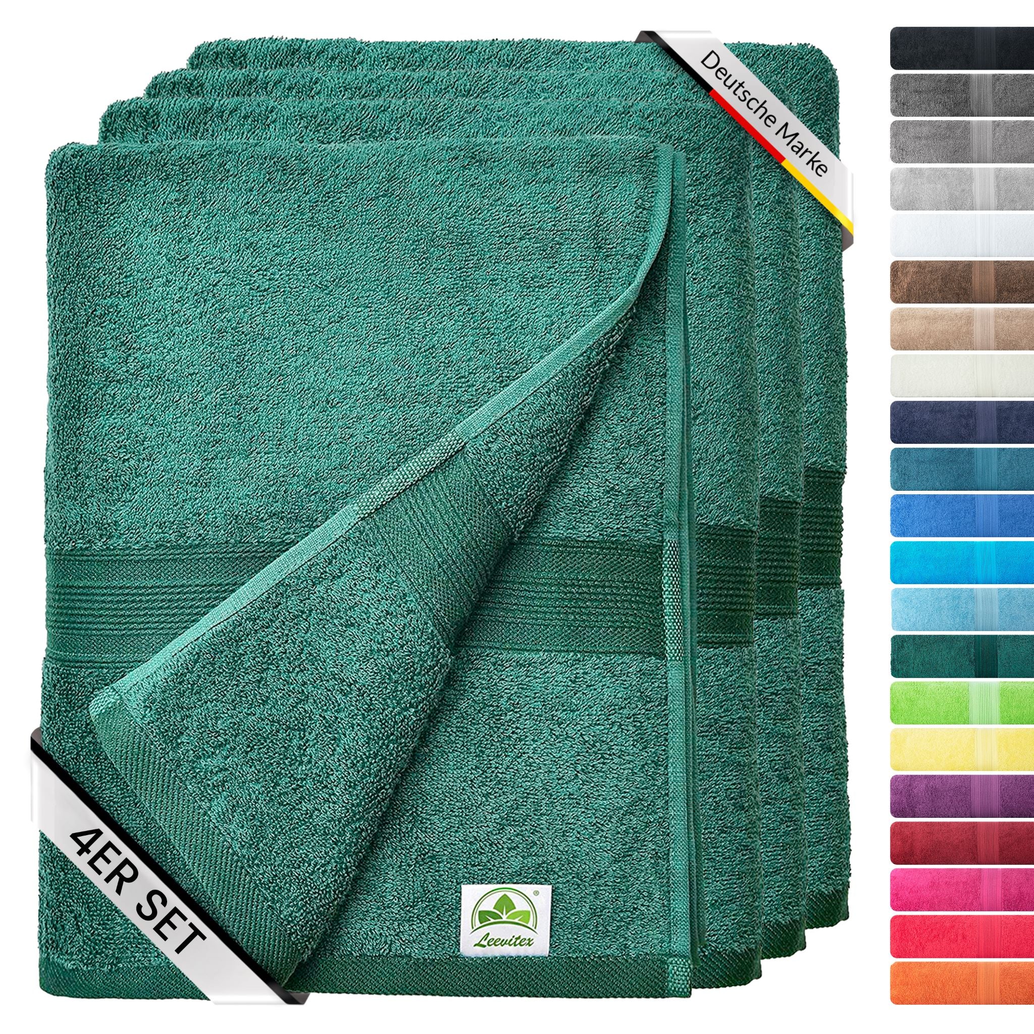 Handtücher von Leevitex – 4er Set, 100% Baumwolle, 50 x 100 cm, weich und saugfähig