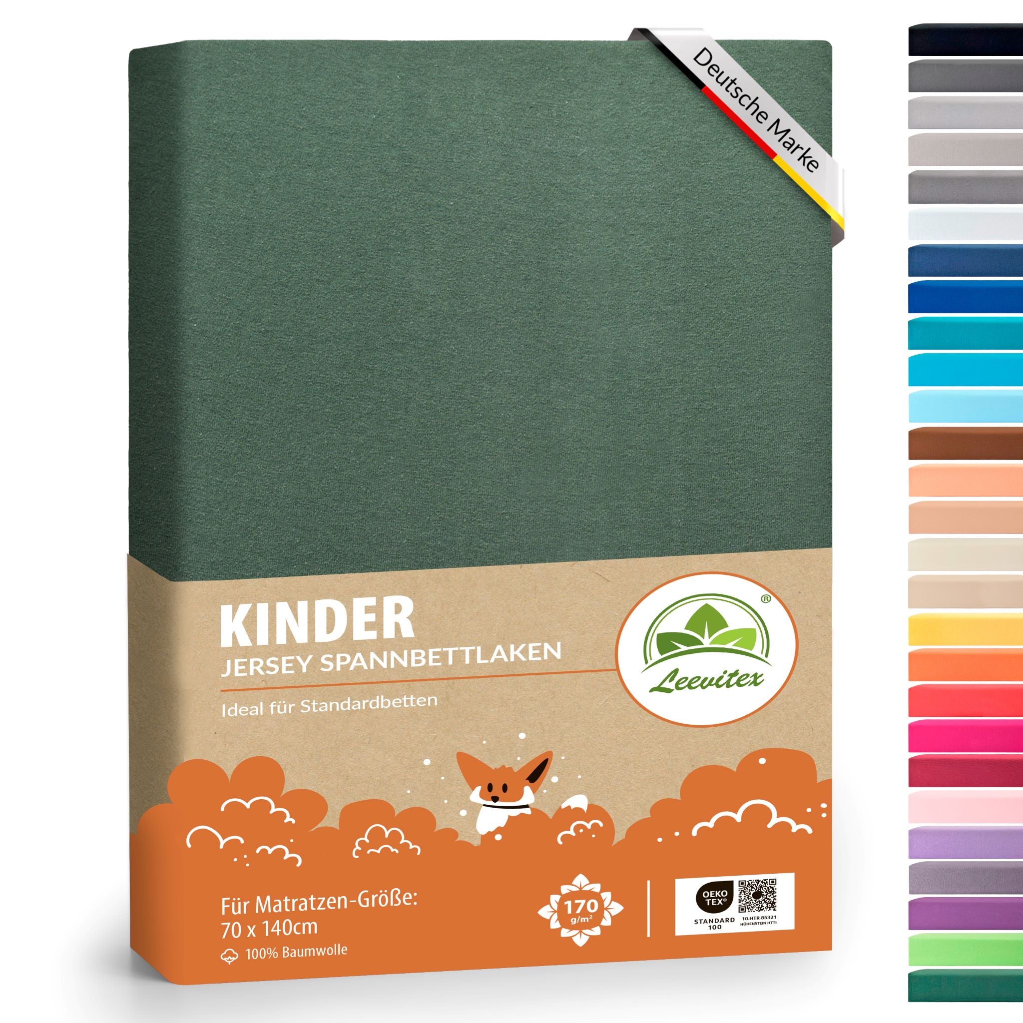 Kinderspannbettlaken im 1er Pack - 100% Jersey-Baumwolle - 70 x 140 cm