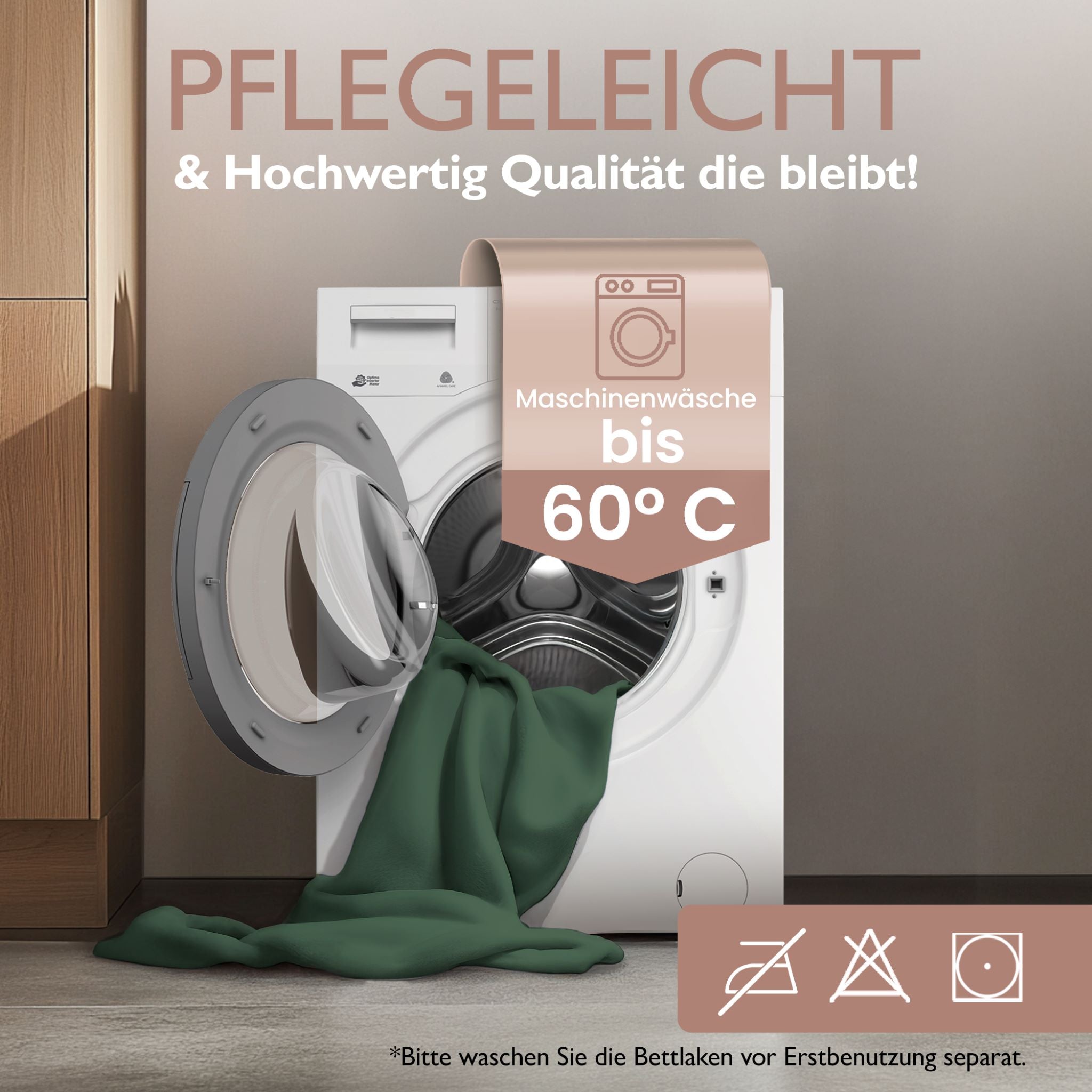 Winter-Spannbettlaken Dunkelgrün 200x200 cm Information Pflegeleicht, Maschinenwaschbar bis 60 Grad Celsius