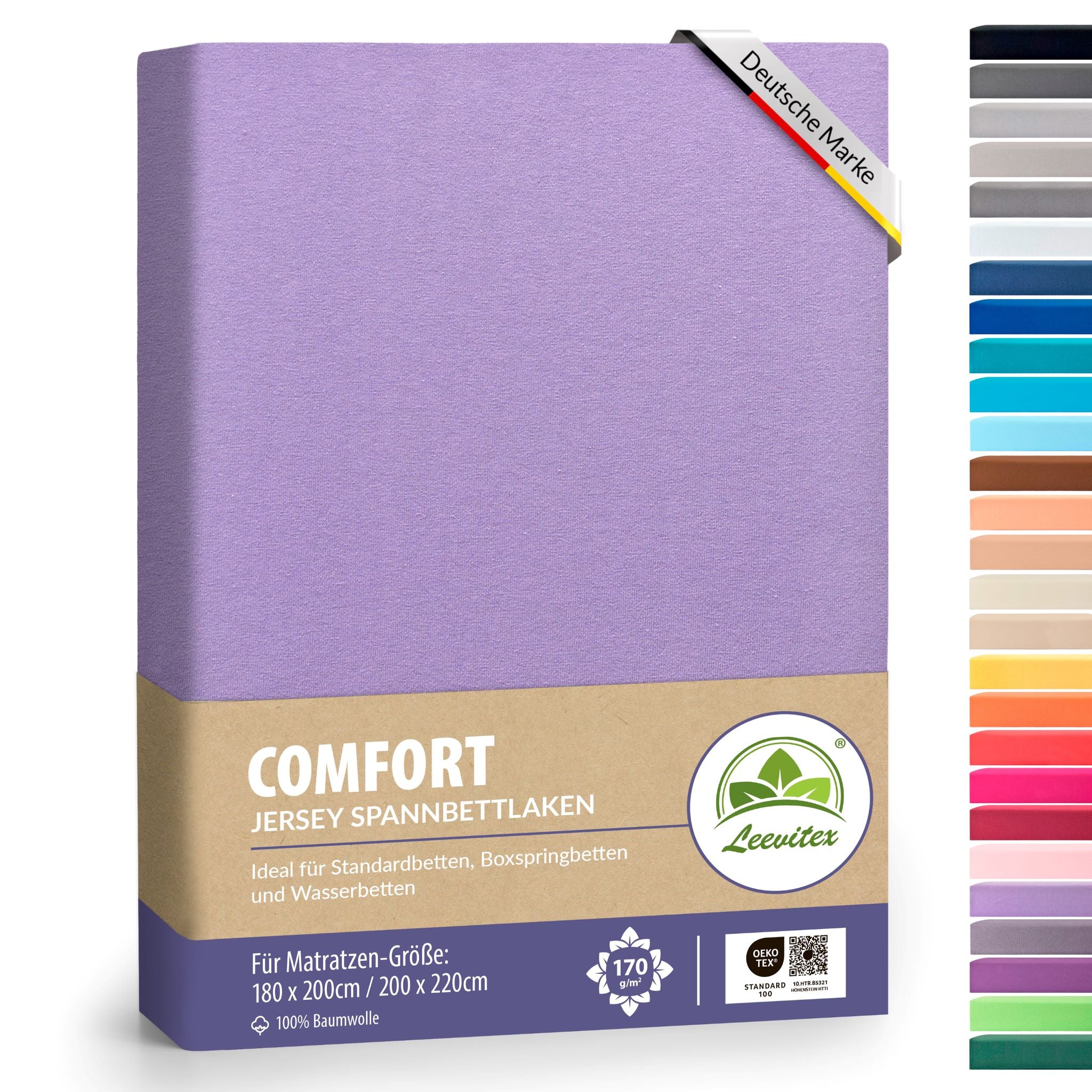Spannbettlaken für Boxspringbetten 180x200 bis 200x220 cm | 40 cm Steg | verschiedene Materialstärken