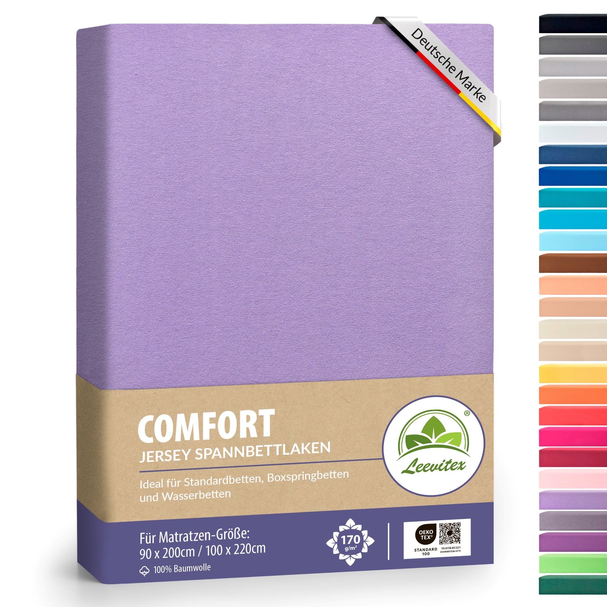 Spannbettlaken für Boxspringbetten 90x200 bis 100x220 cm | 40 cm Steg | verschiedene Materialstärken