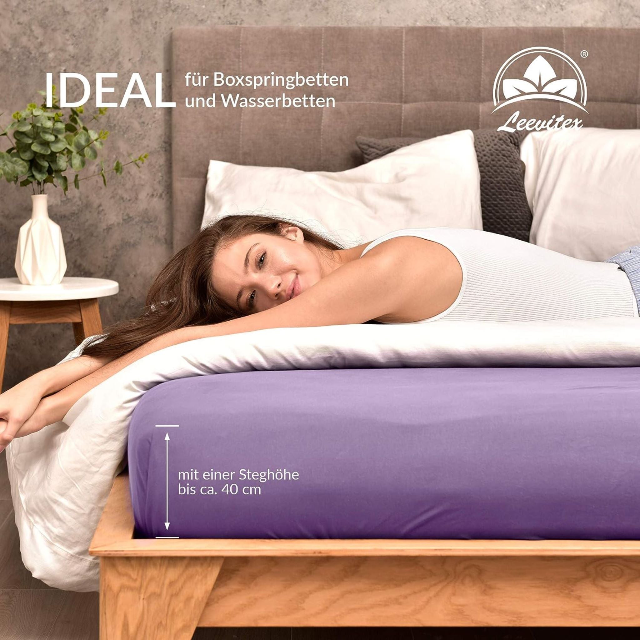 Spannbettlaken für Boxspringbetten 180x200 bis 200x220 cm | 40 cm Steg | verschiedene Materialstärken