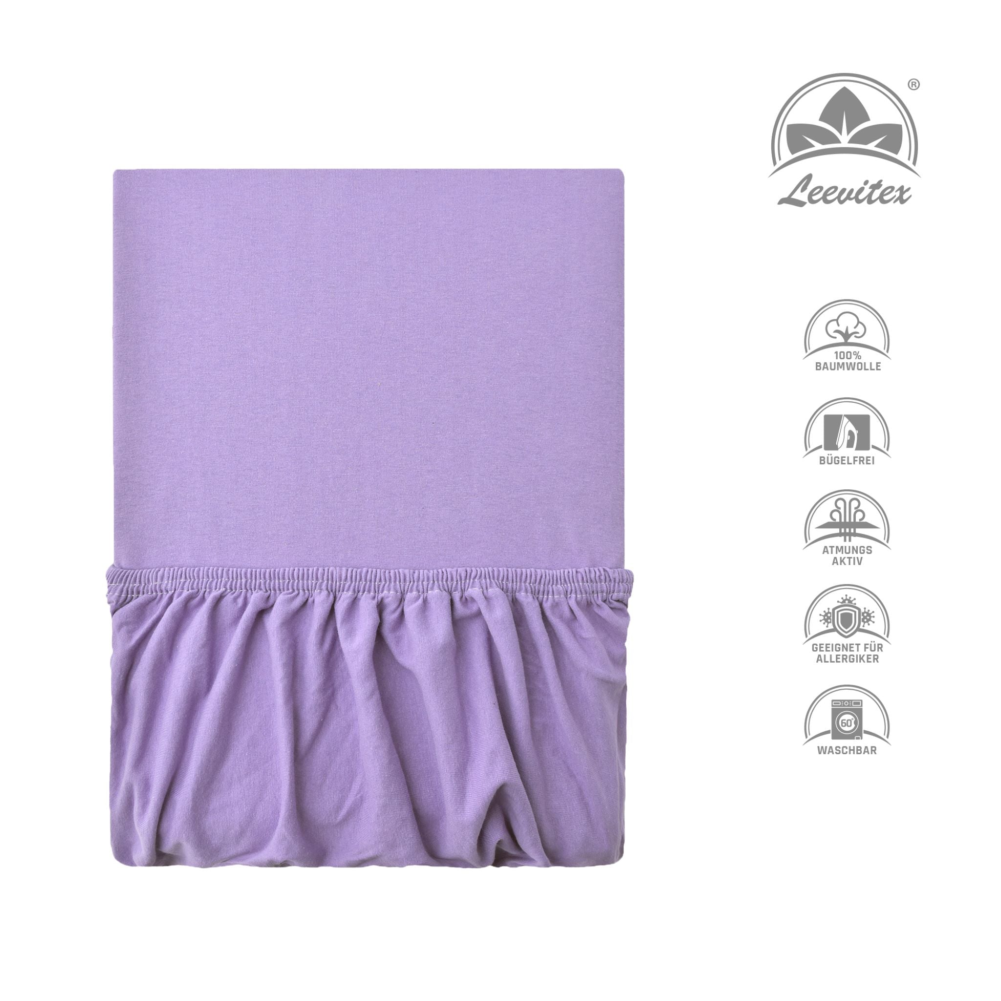 Basic Spannbettlaken 90x200 cm - 100x200cm | 25 cm Steg | 100% Jersey-Baumwolle