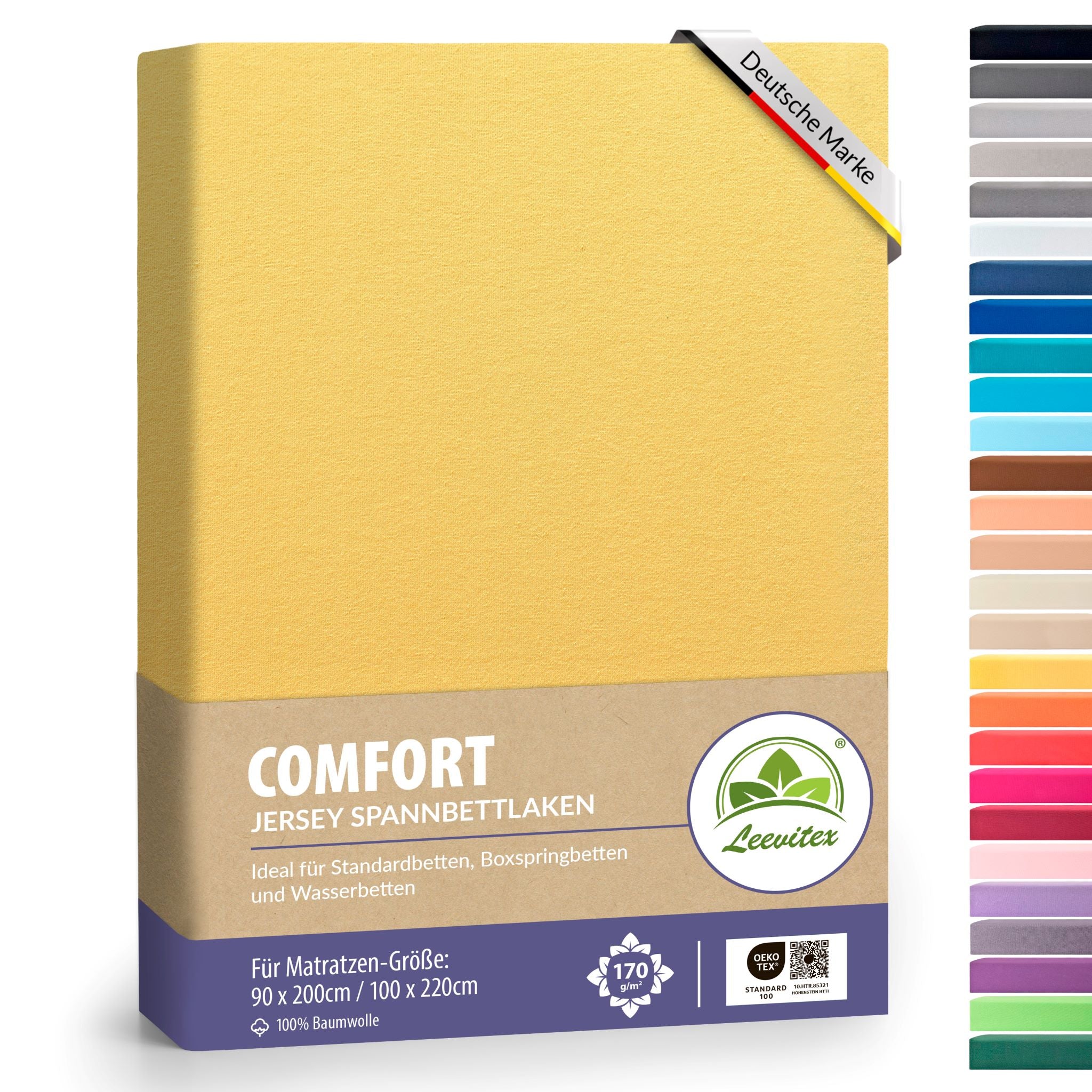 Spannbettlaken für Boxspringbetten 90x200 bis 100x220 cm | 40 cm Steg | verschiedene Materialstärken