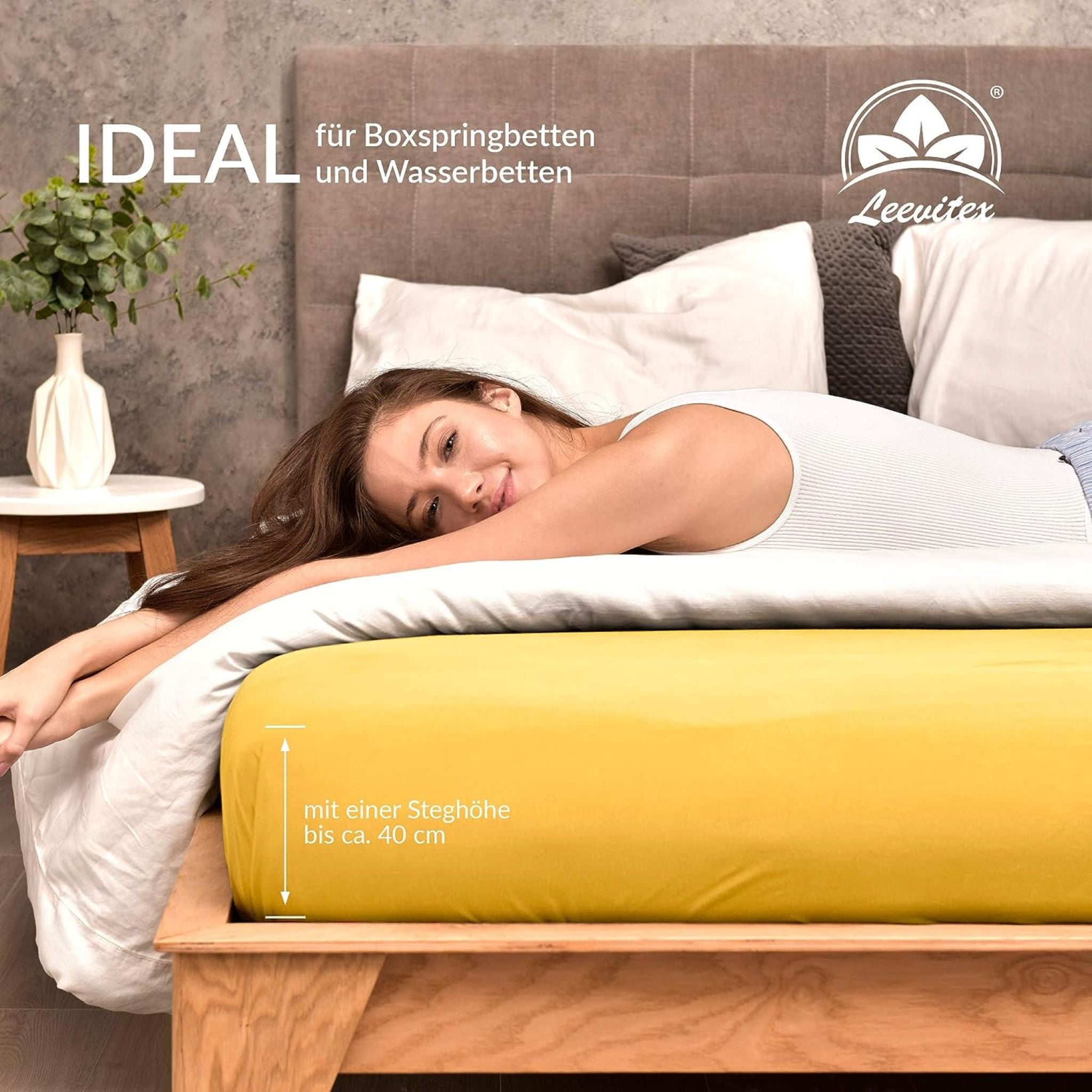 Spannbettlaken für Boxspringbetten 90x200 bis 100x220 cm | 40 cm Steg | verschiedene Materialstärken