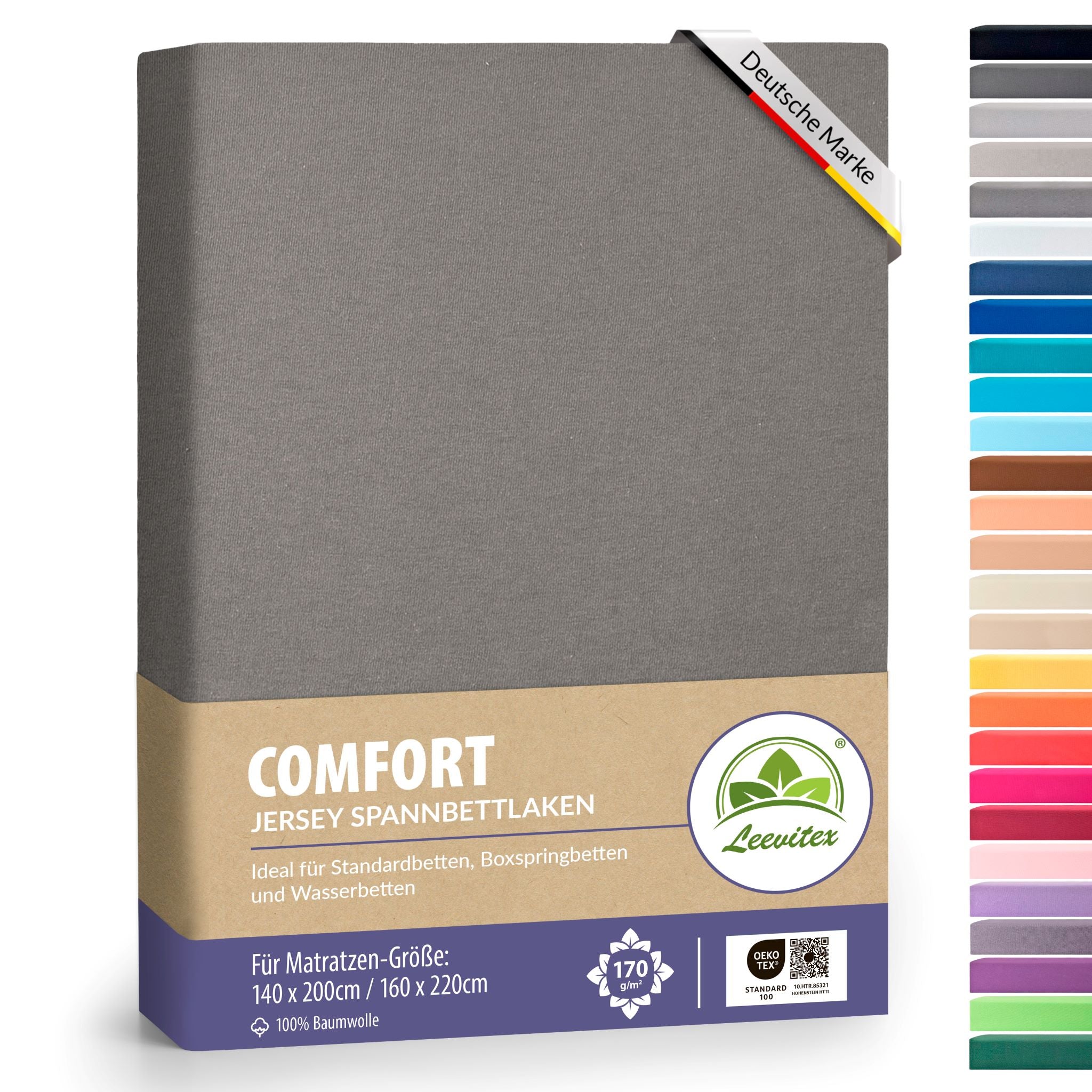 Spannbettlaken für Boxspringbetten 140x200 bis 160x220 cm | 40 cm Steg | verschiedene Materialstärken