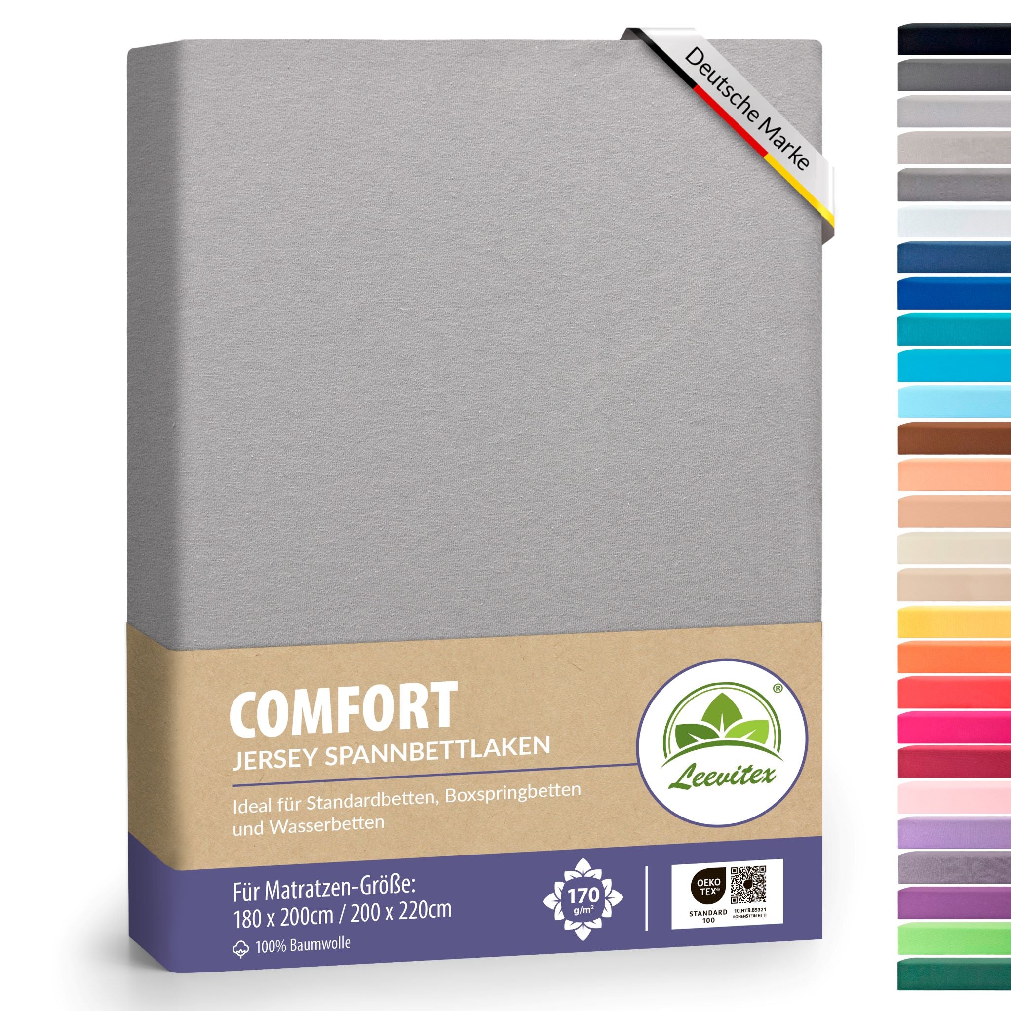 Spannbettlaken für Boxspringbetten 180x200 bis 200x220 cm | 40 cm Steg | verschiedene Materialstärken