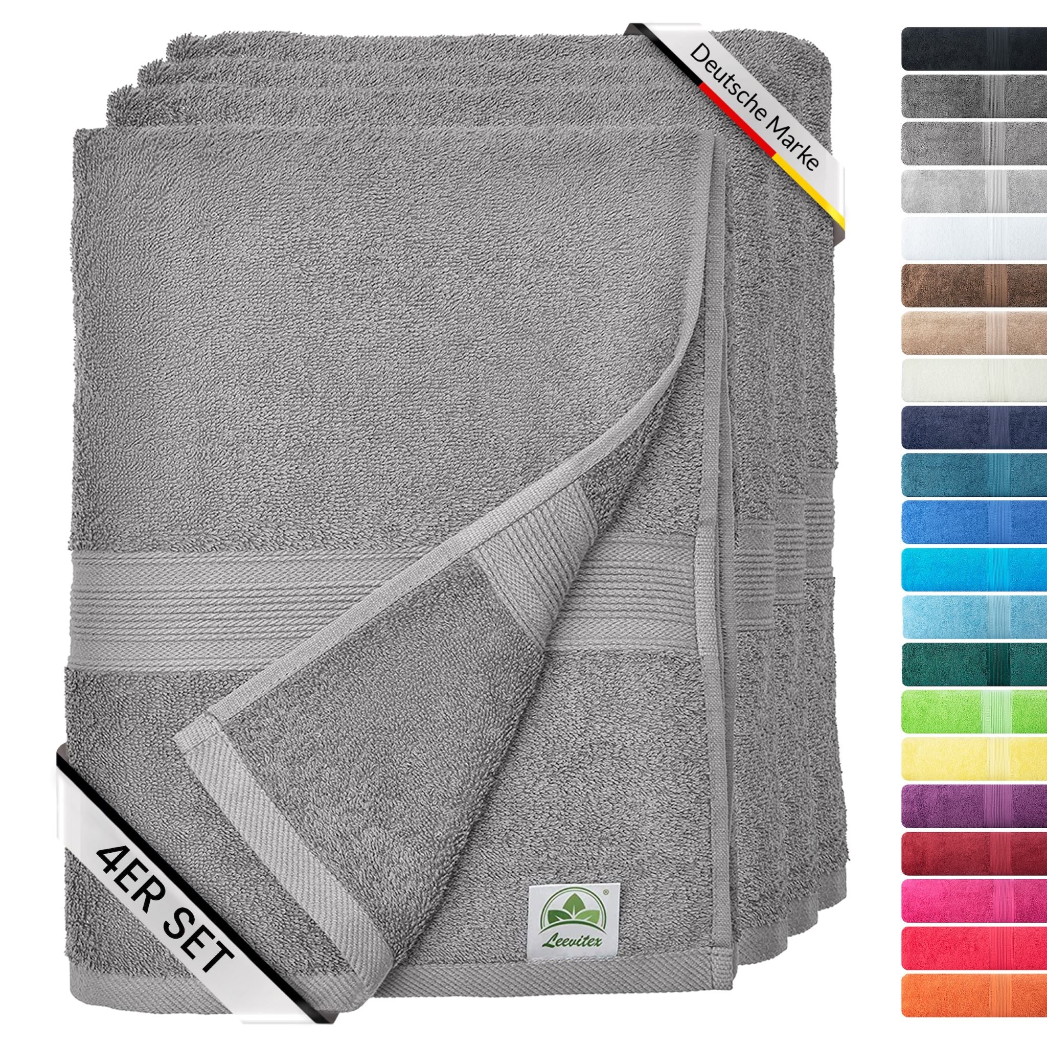 Handtücher von Leevitex – 4er Set, 100% Baumwolle, 50 x 100 cm, weich und saugfähig