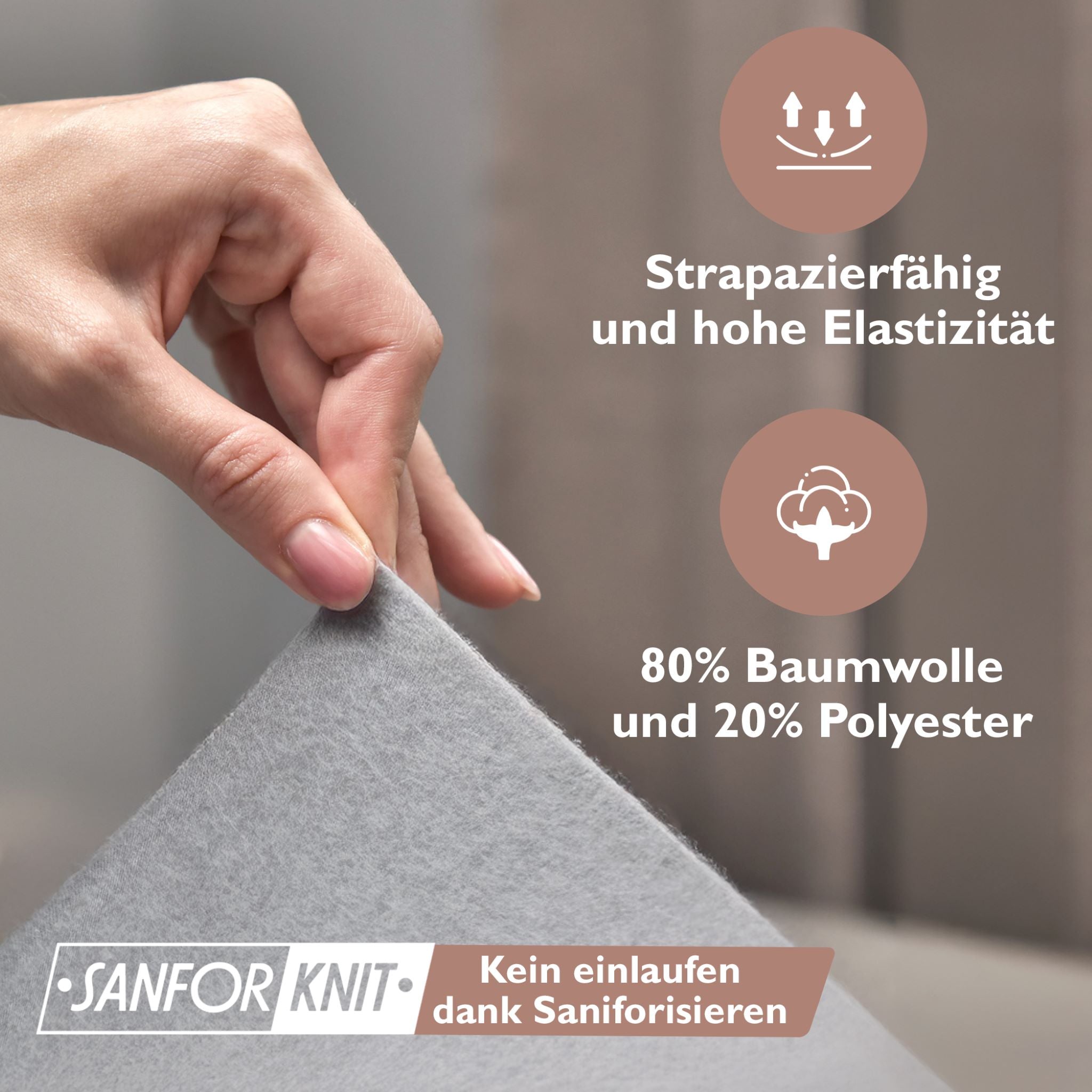 Winter-Spannbettlaken Grau 180x200 cm Darstellung hohe Elastizität 80% Baumwolle und 20% Polyester