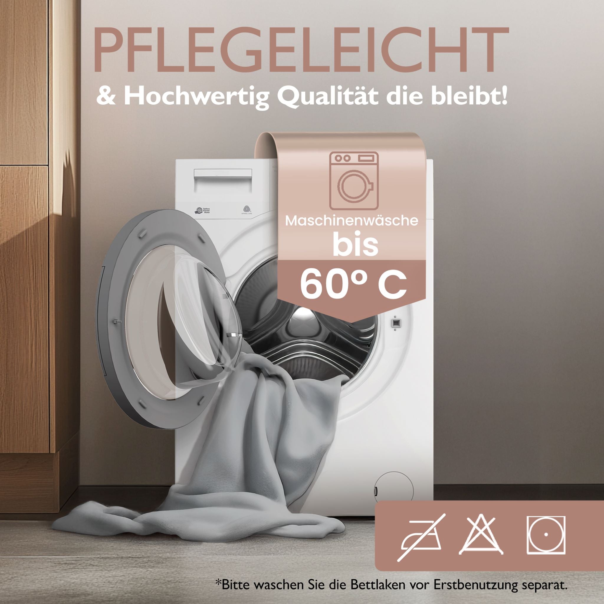 Winter-Spannbettlaken Grau 180x200 cm Information Pflegeleicht, Maschinenwaschbar bis 60 Grad Celsius