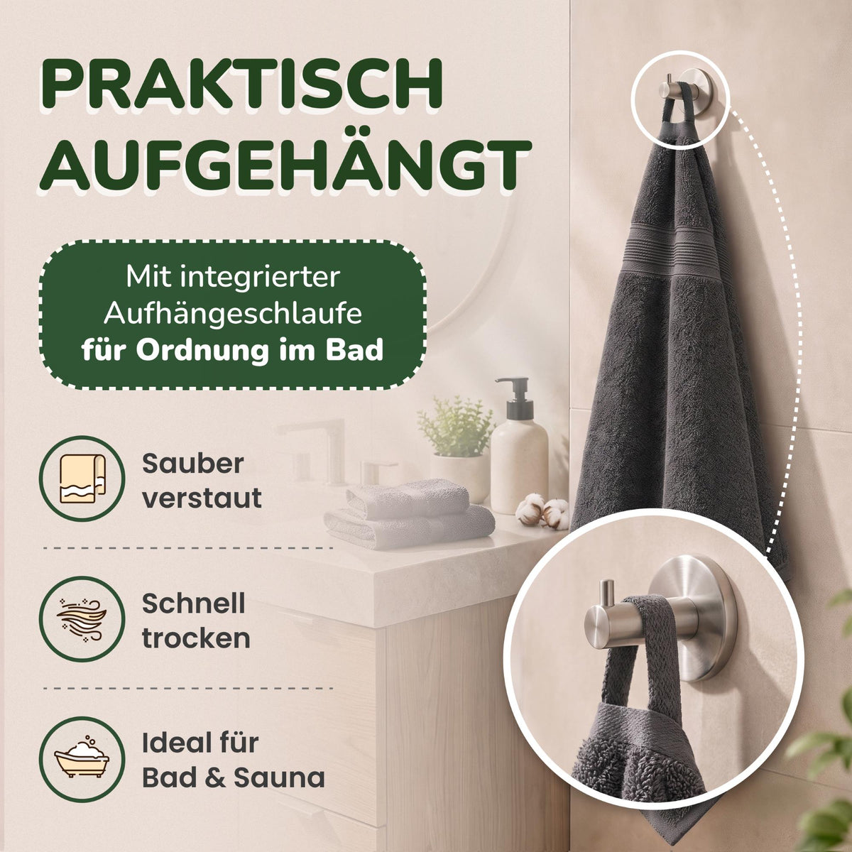 Handtücher von Leevitex – 4er Set, 100% Baumwolle, 50 x 100 cm, weich und saugfähig