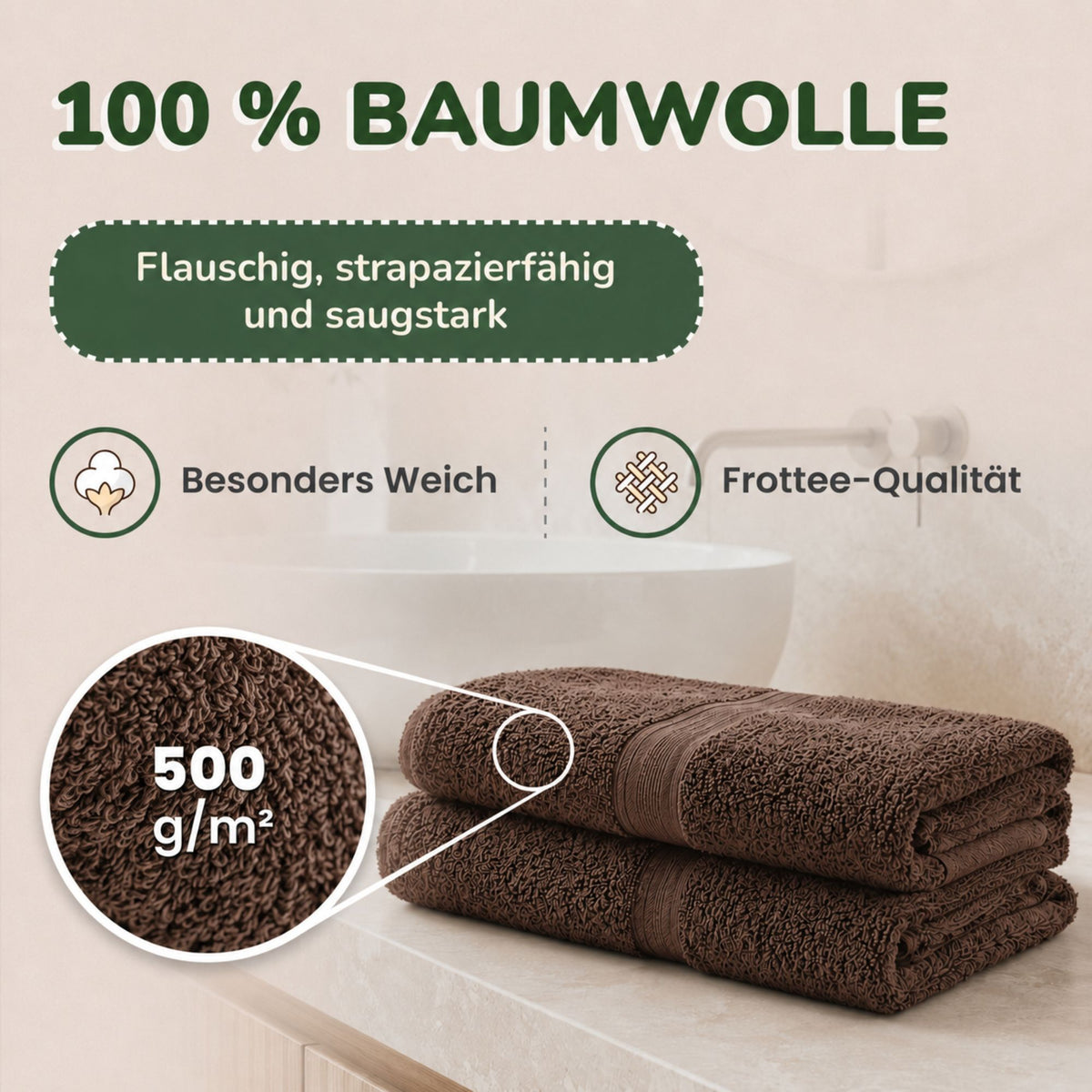 Handtücher von Leevitex – 4er Set, 100% Baumwolle, 50 x 100 cm, weich und saugfähig