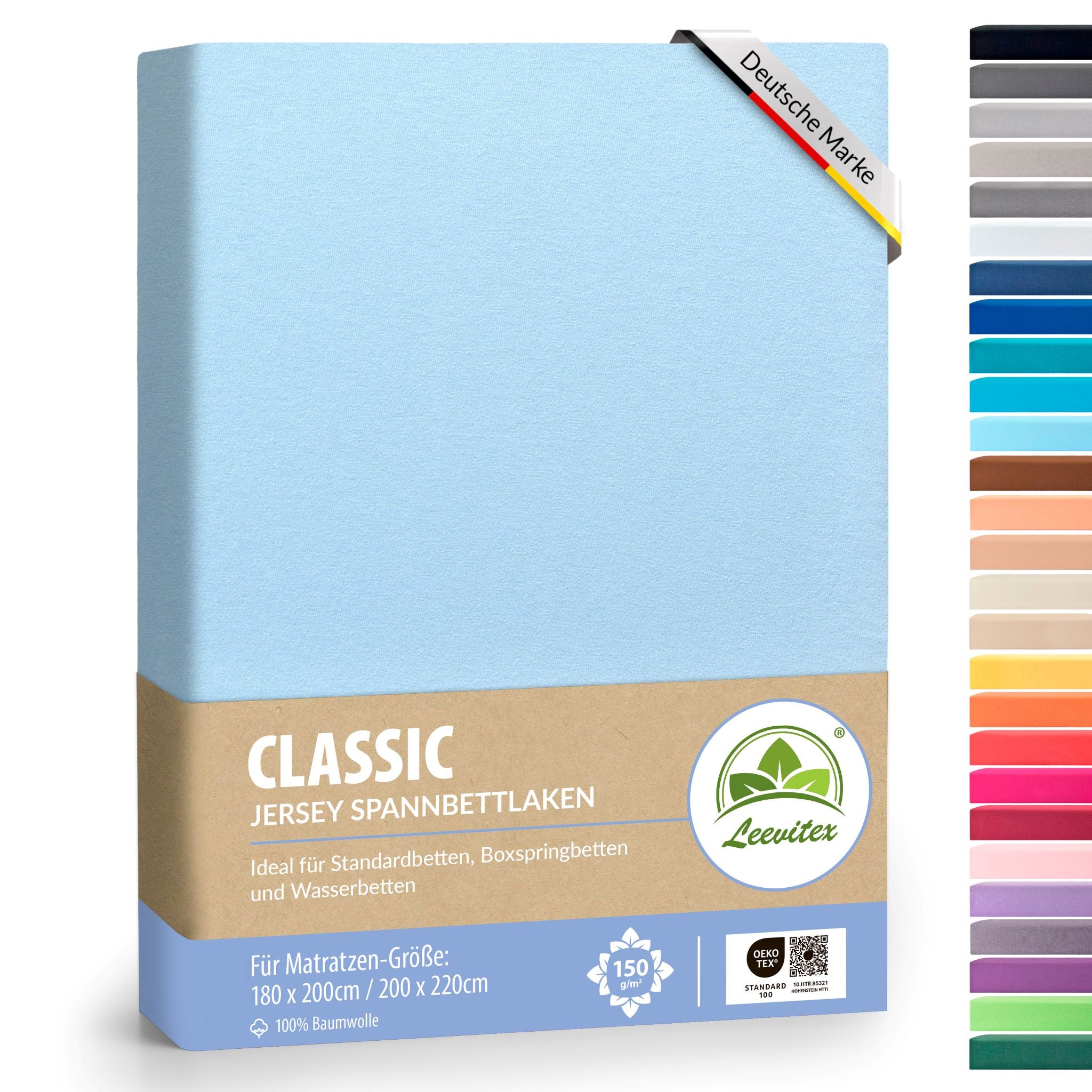 Spannbettlaken für Boxspringbetten 180x200 bis 200x220 cm | 40 cm Steg | verschiedene Materialstärken