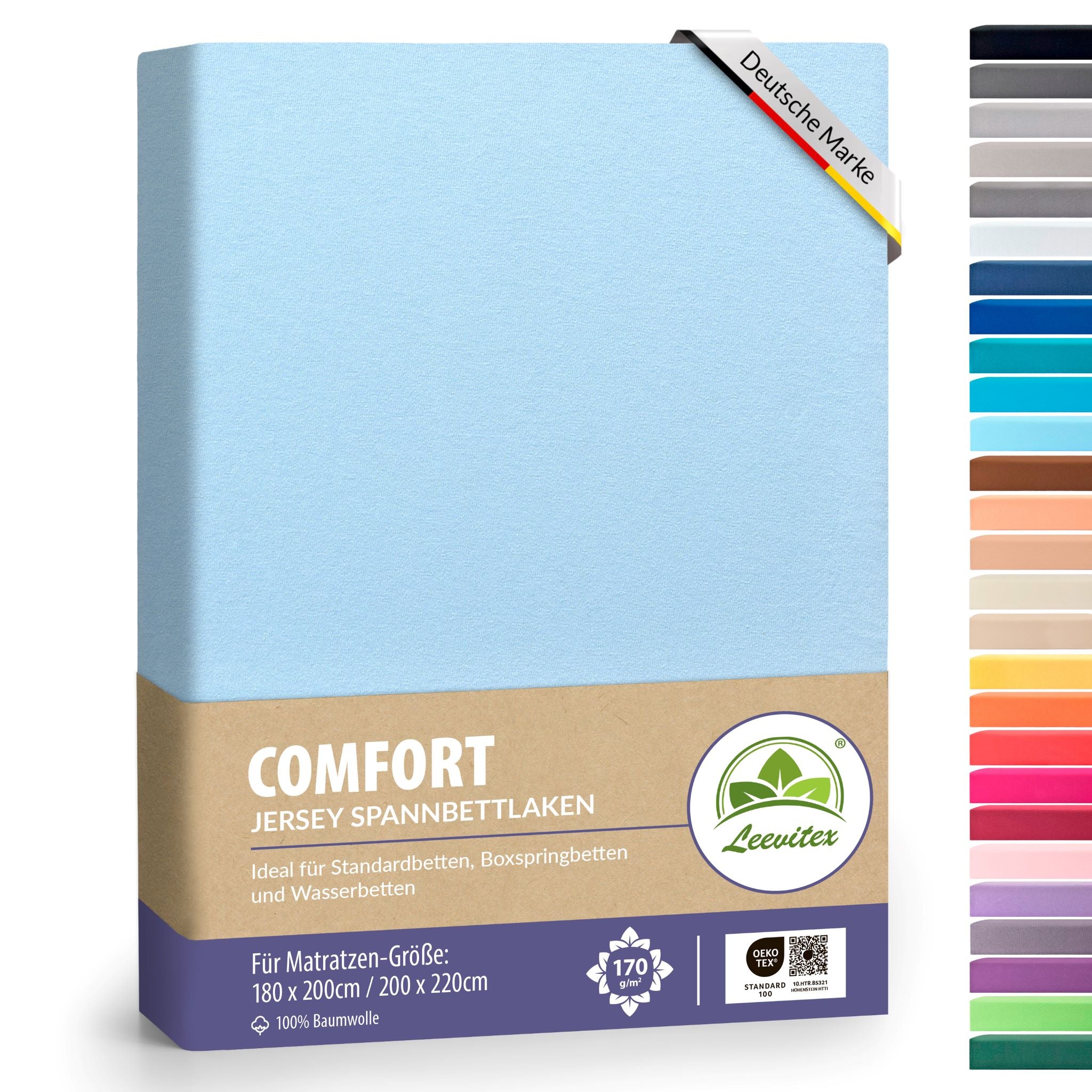 Spannbettlaken für Boxspringbetten 180x200 bis 200x220 cm | 40 cm Steg | verschiedene Materialstärken