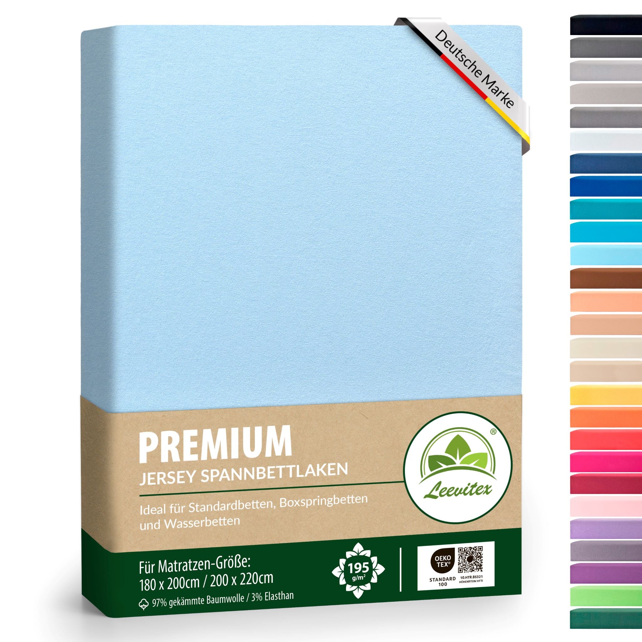 Spannbettlaken für Boxspringbetten 180x200 bis 200x220 cm | 40 cm Steg | verschiedene Materialstärken
