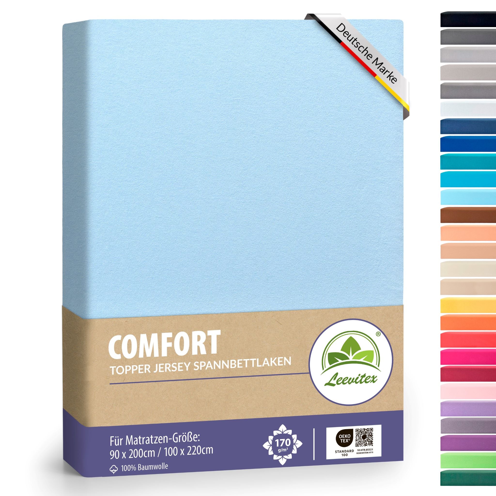 Topper Spannbettlaken 90x200 bis 100x200 / 220 cm | 18 cm Steg | verschiedene Materialstärken