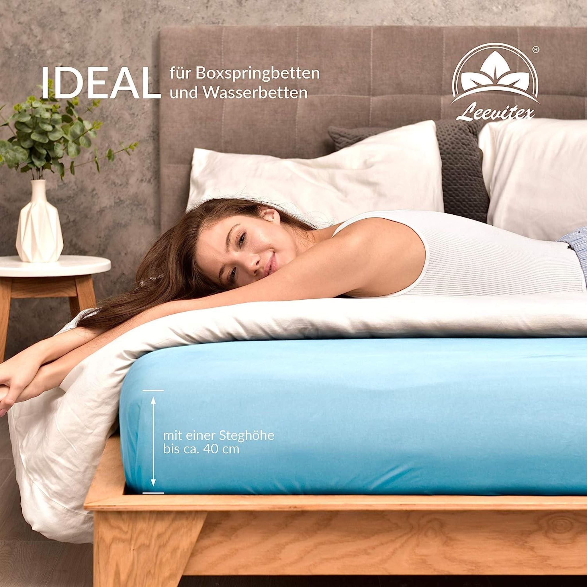 Spannbettlaken für Boxspringbetten 140x200 bis 160x220 cm | 40 cm Steg | verschiedene Materialstärken