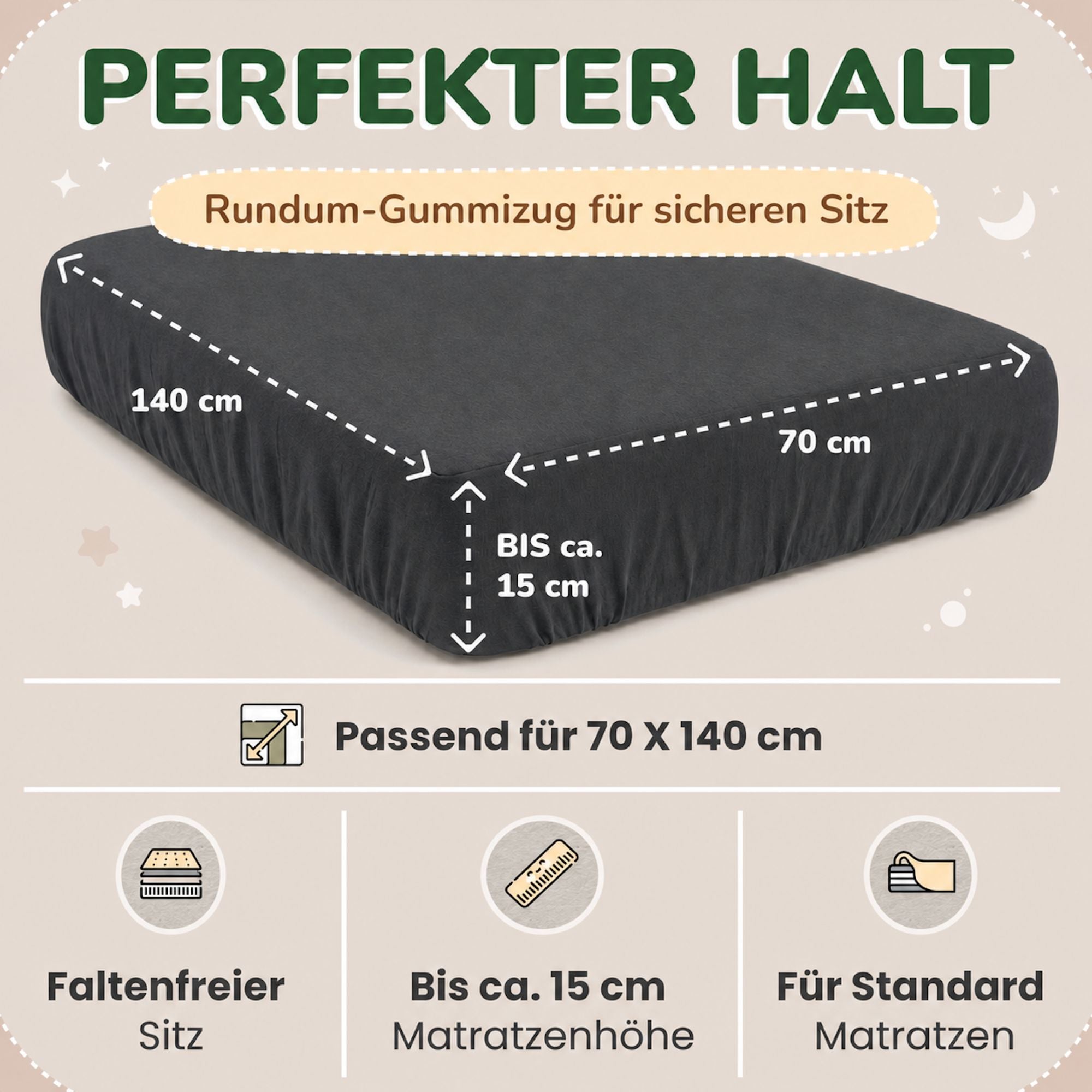 Kinderspannbettlaken von Leevitex im 2er Pack – 100% Jersey-Baumwolle, 70 x 140 cm