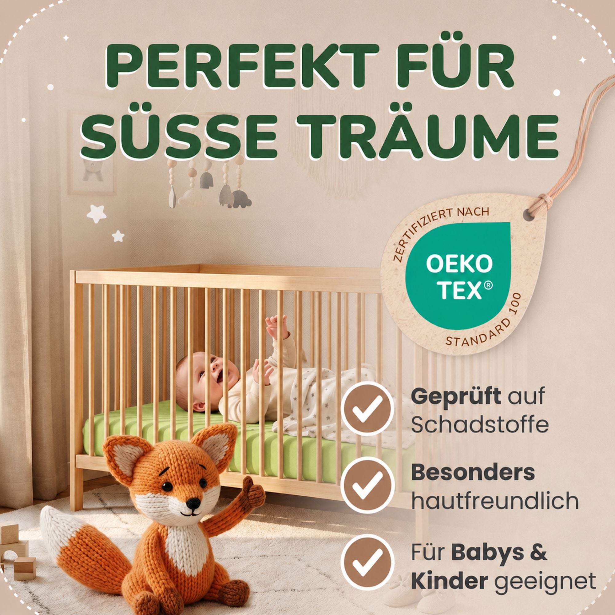 Kinder Spannbettlaken 70 x 140 cm von Leevitex im 1er Pack – 100% Jersey-Baumwolle,
