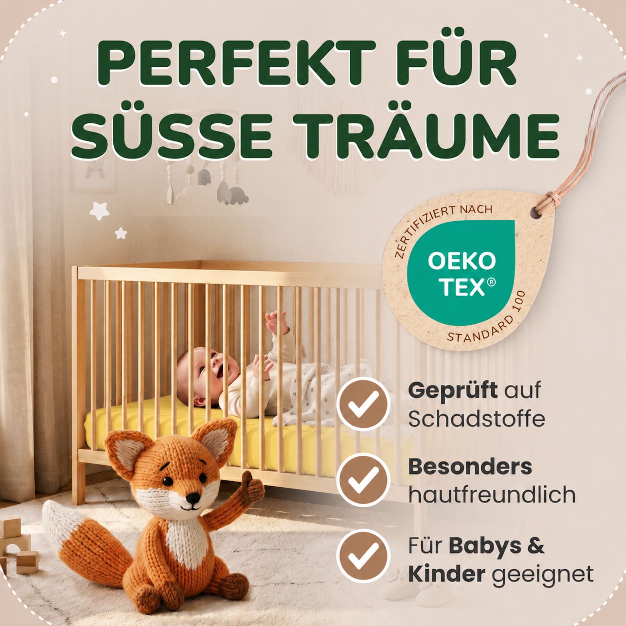 Kinder Spannbettlaken 70 x 140 cm von Leevitex im 1er Pack – 100% Jersey-Baumwolle,
